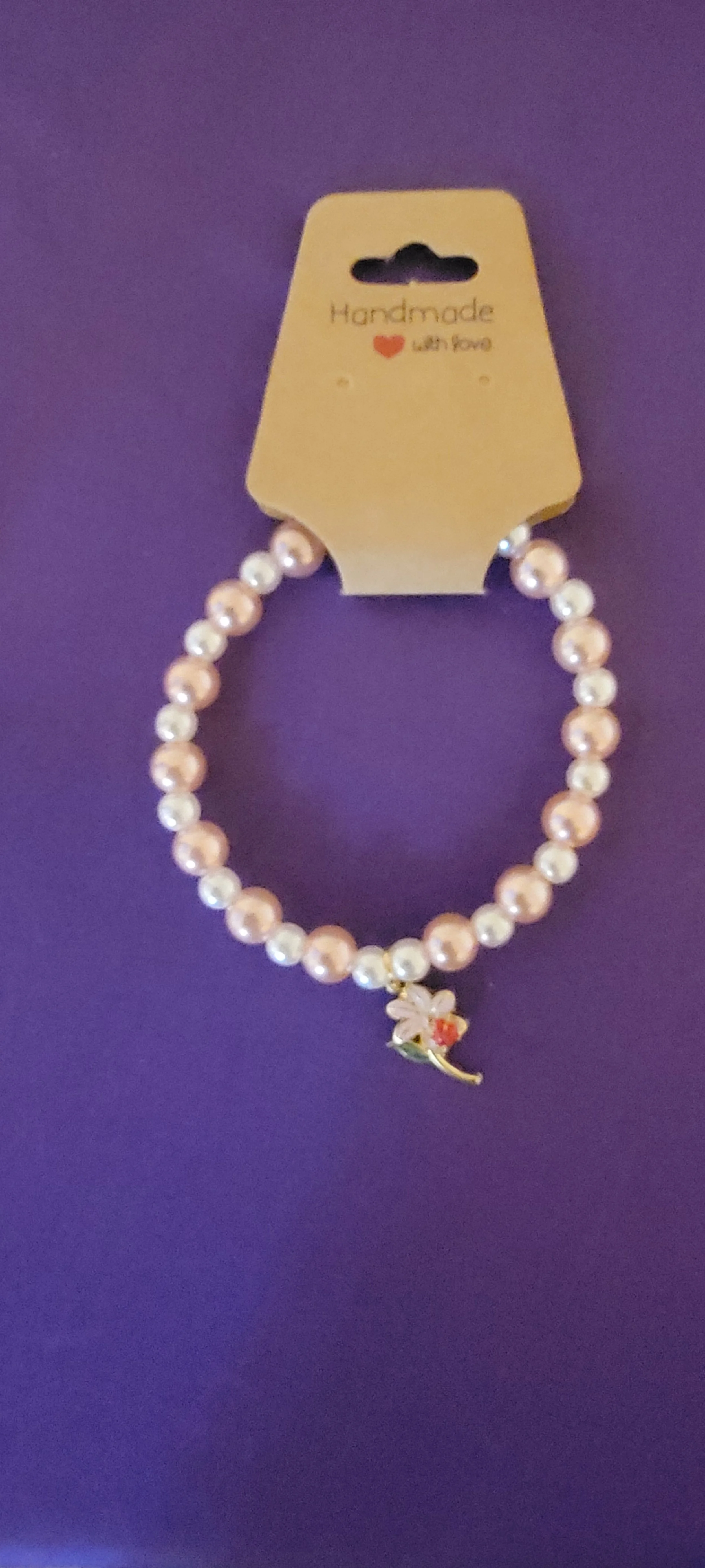 Soft Pink/Pearl w/ Pink Flower Charm