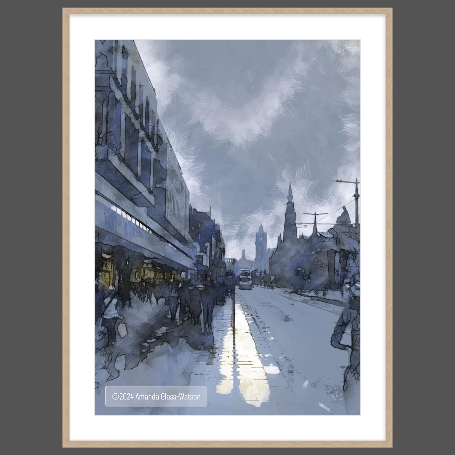 October Rain and abstract of a rainy day in Edinburgh shown in a Springfield Frame Mock Up.PNG