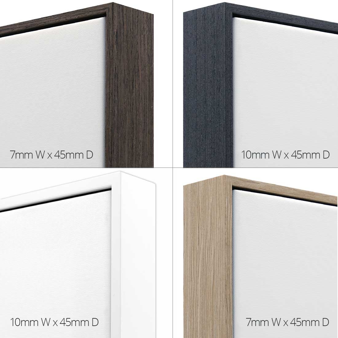 Canvas frame colours and styles