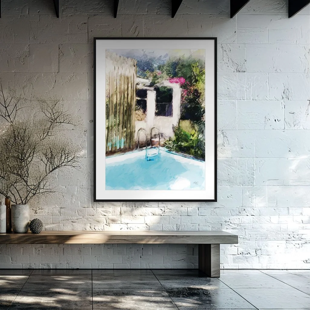Casa Do Baroa wall art print of a small plunge pool in a Lisbon garden