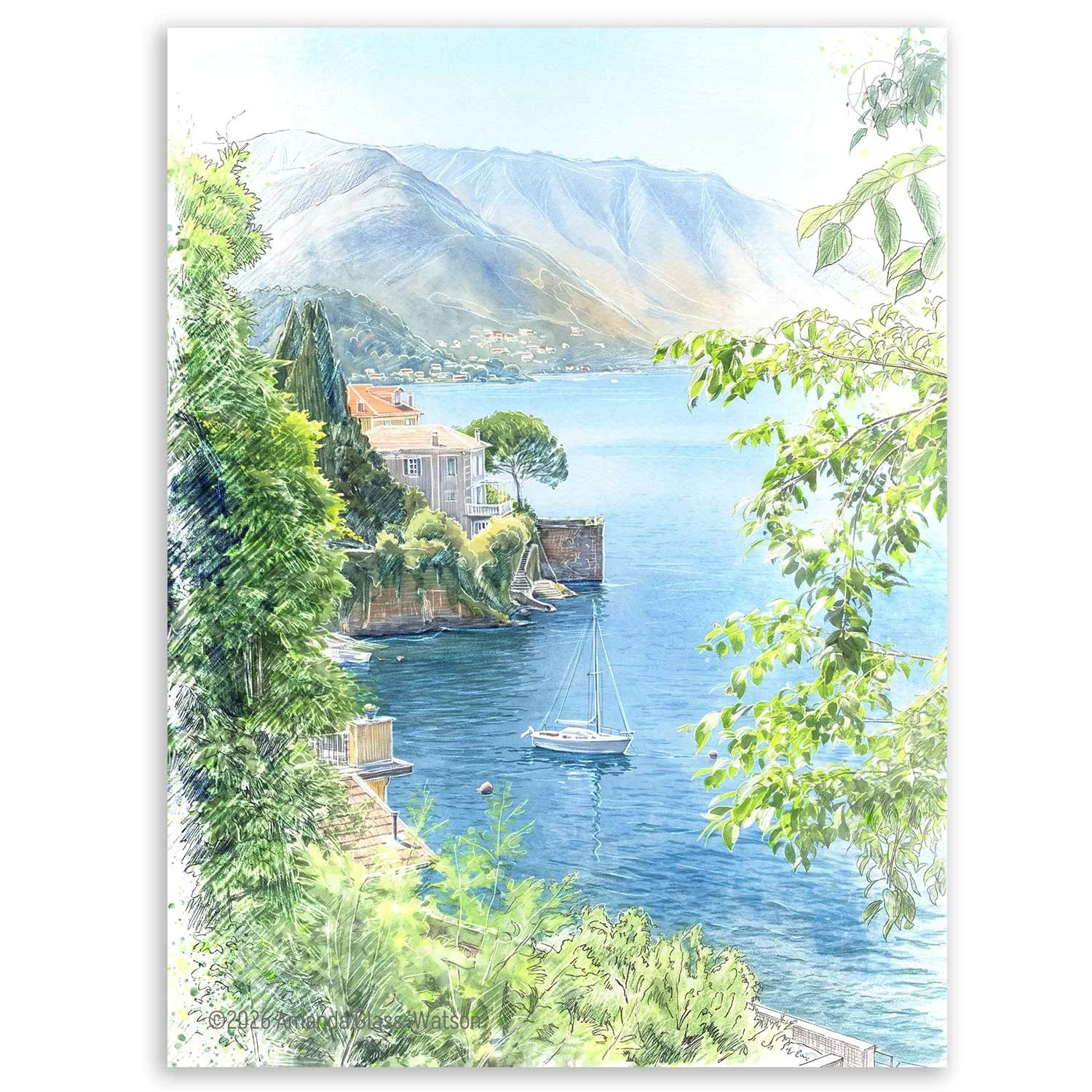 Como Morning is a digital painting of Lake Como