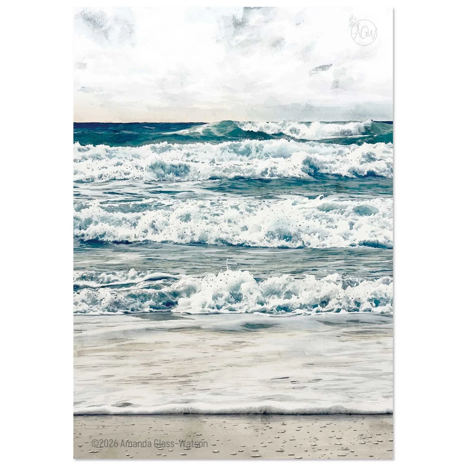 After The Storm is a digital ink and pastel sketch of stormy seas at Peregian Beach