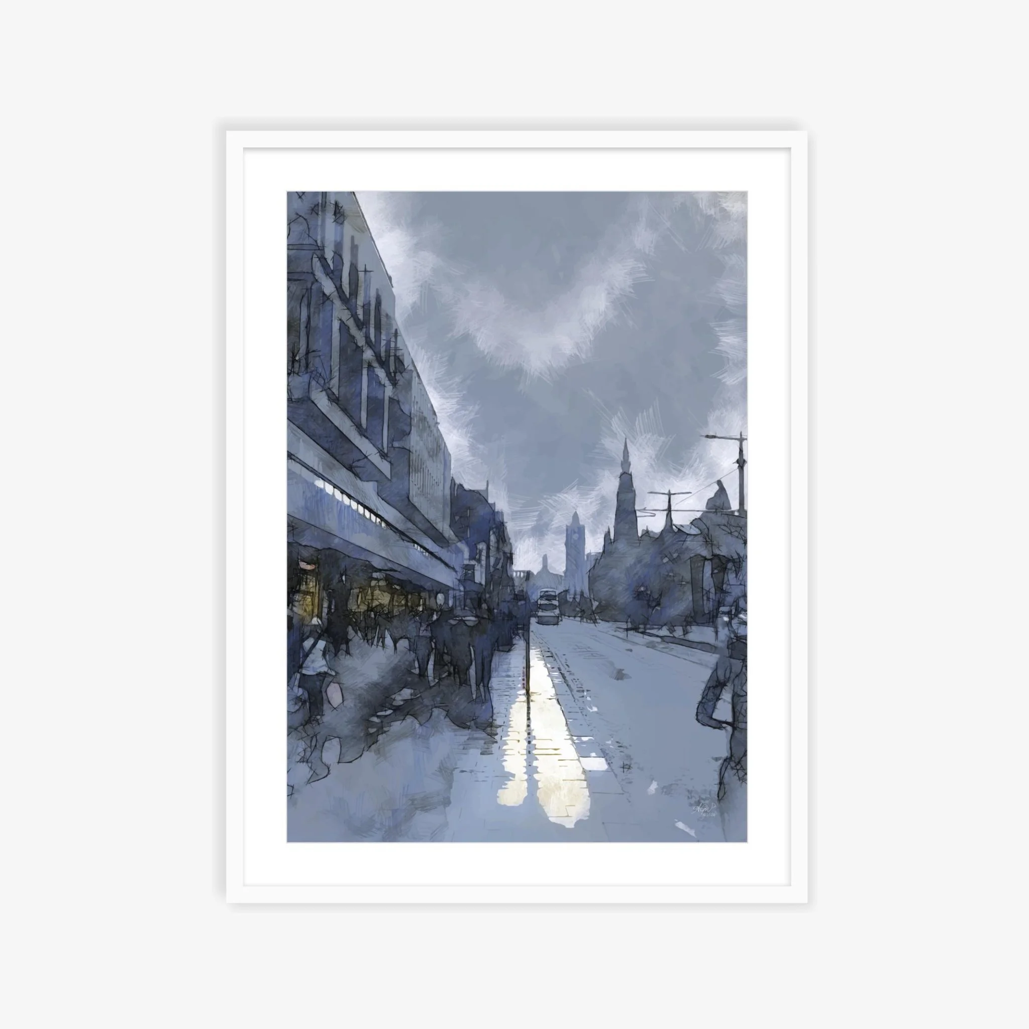 Black framed version of October Rain art print