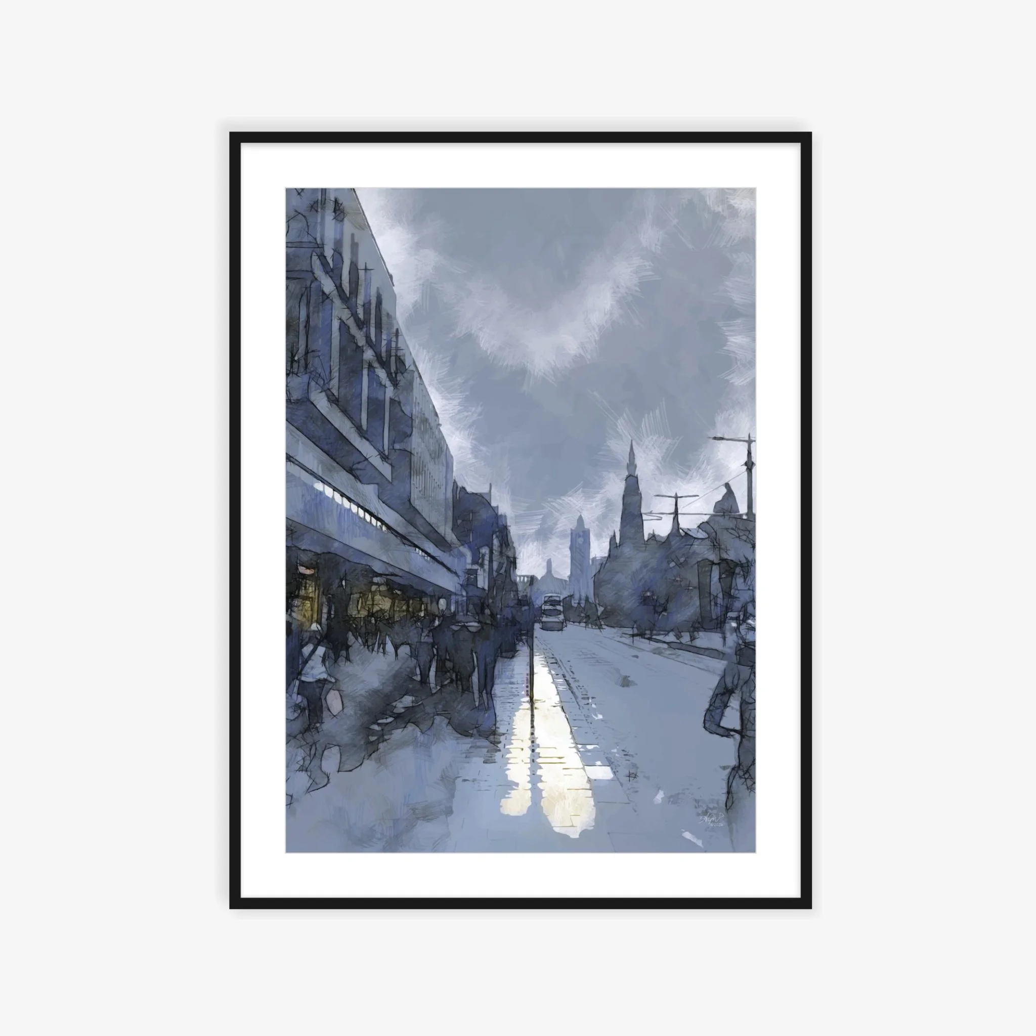 Black framed version of October Rain art print