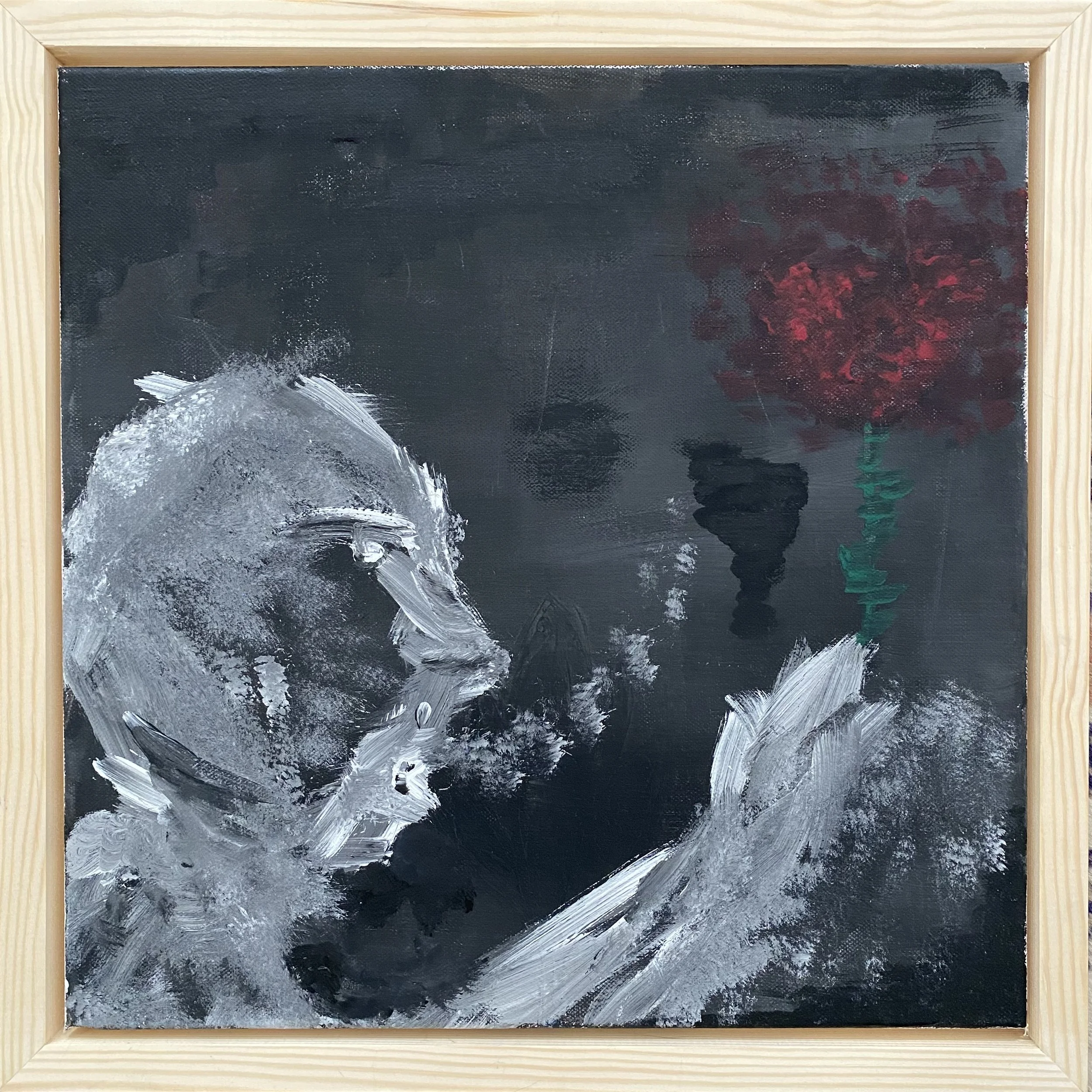 "Cold Soul with Rose" - one of one Acryl Painting, framed