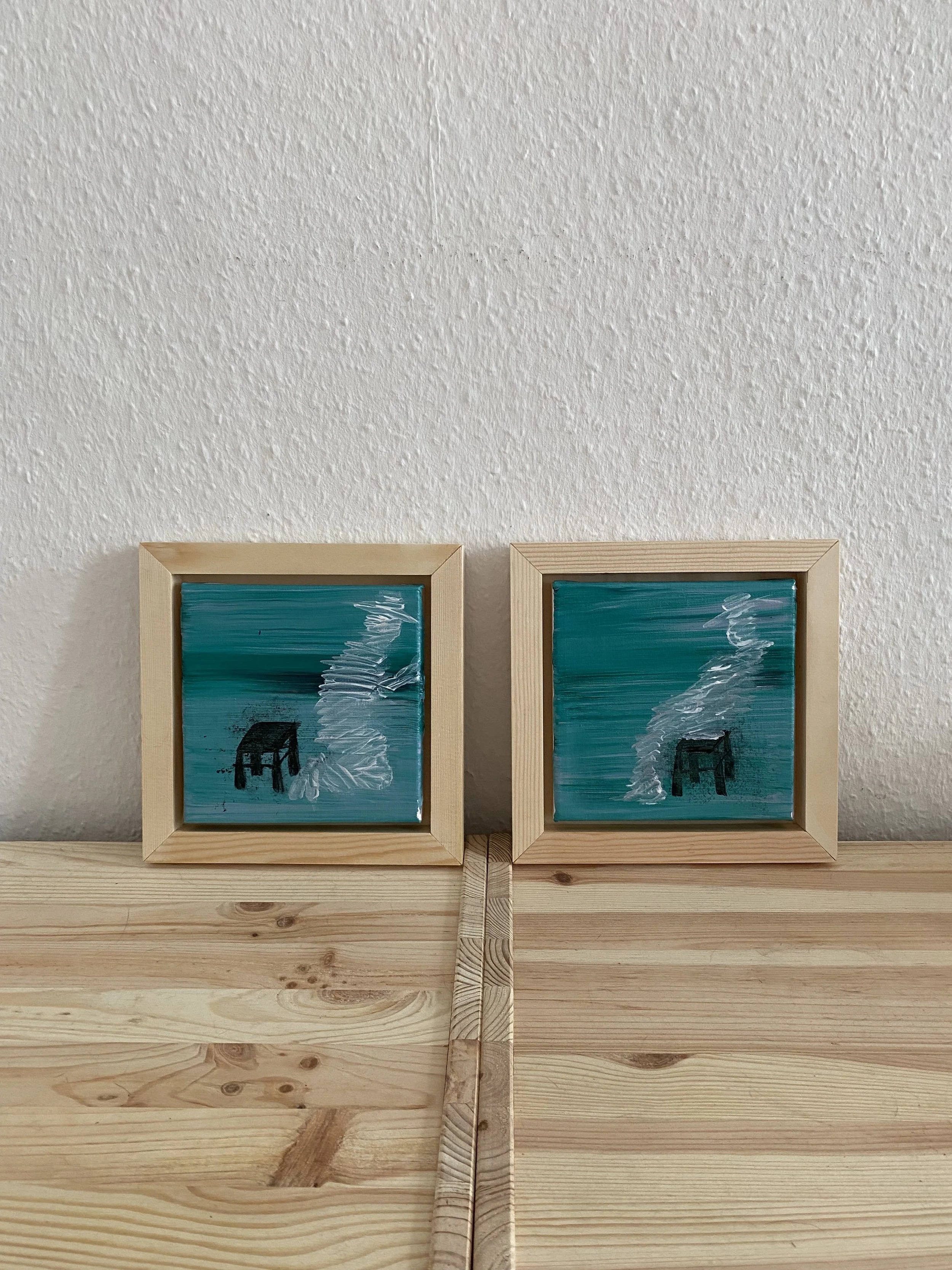"Conversations" - two one of one Acryl Paintings, framed