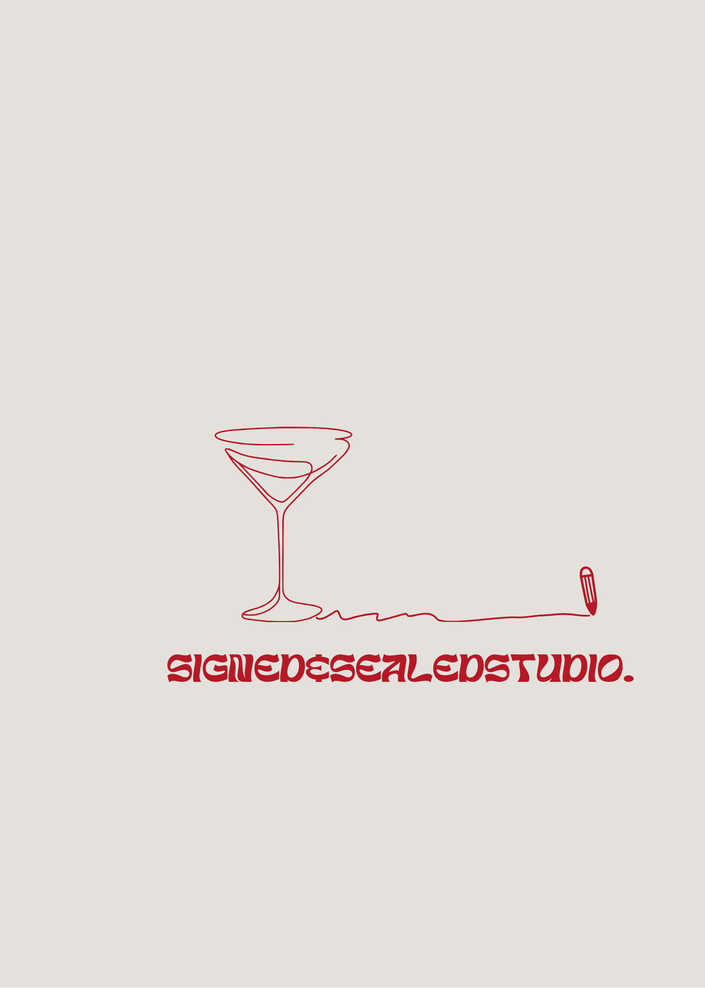Line drawing of a martini glass with a straw, beneath which is the text 'SIGNALPANELDSTUDIO' in stylized red font.