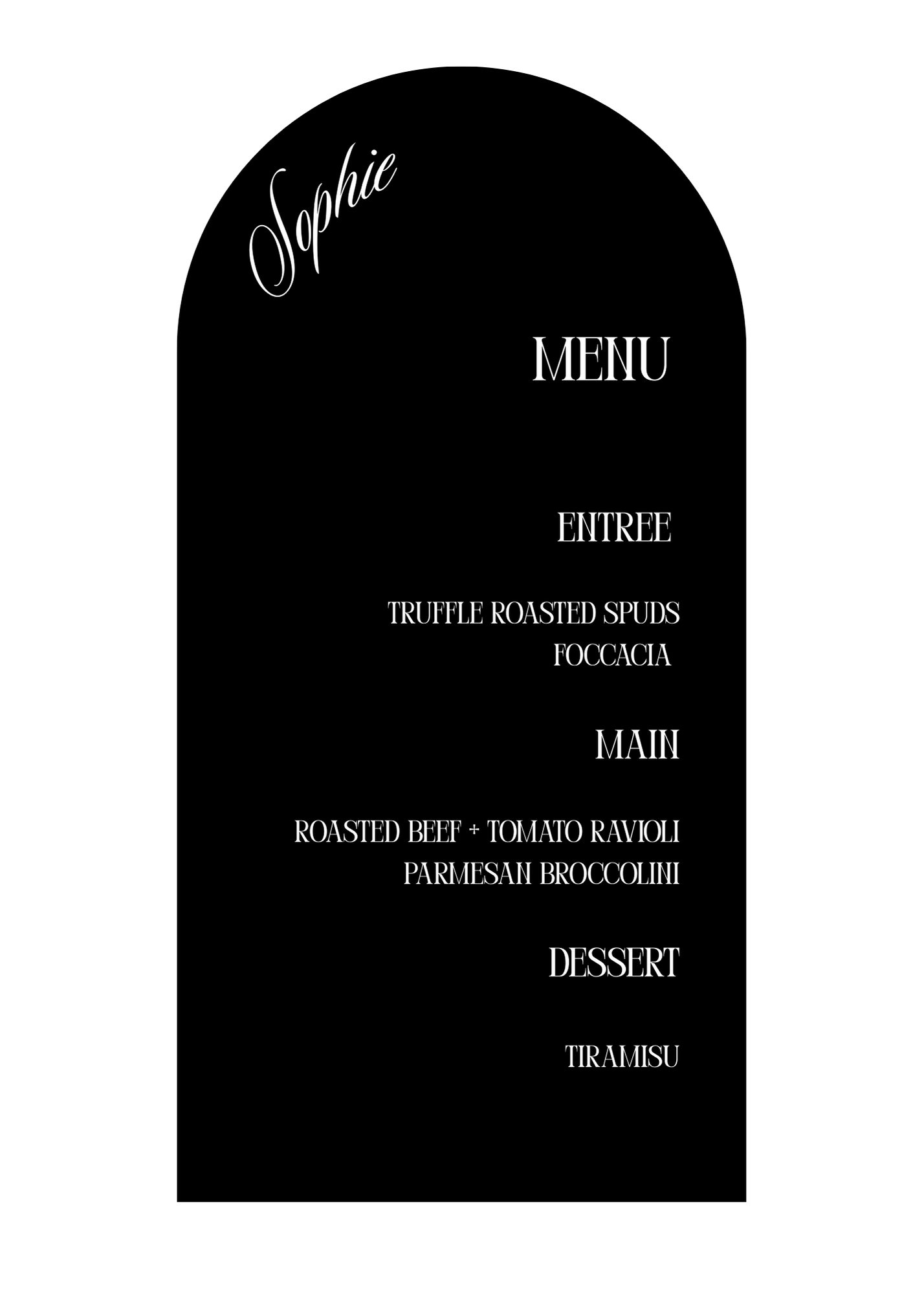 Name card menu