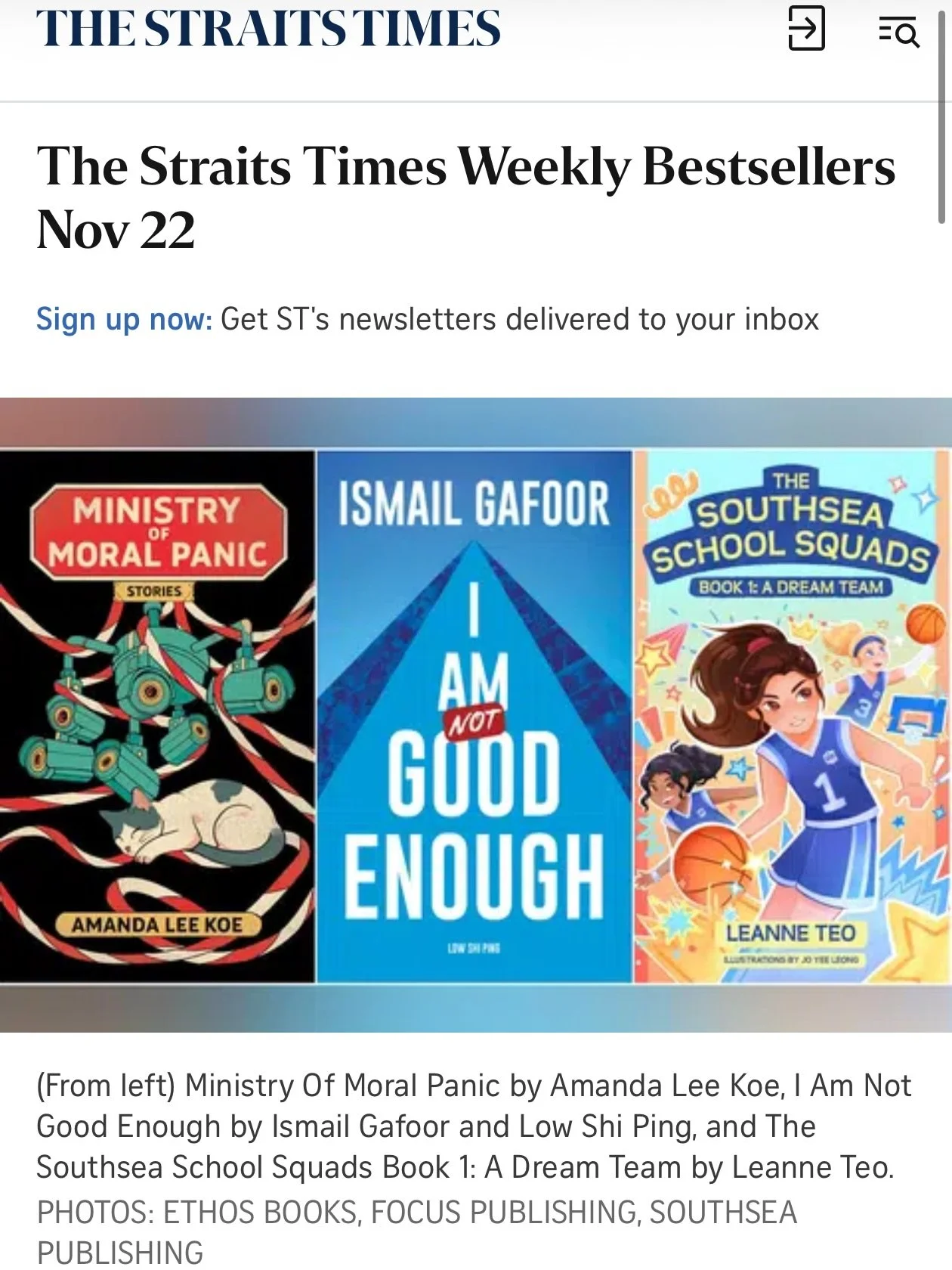 The Southsea School Squads books ranked 2nd, 3rd, &amp; 4th respectively in the @straits_times weekly children&rsquo;s bestsellers list this week! 🎉

We are so grateful for all the support from our readers. Excuse us while we go celebrate with a cou