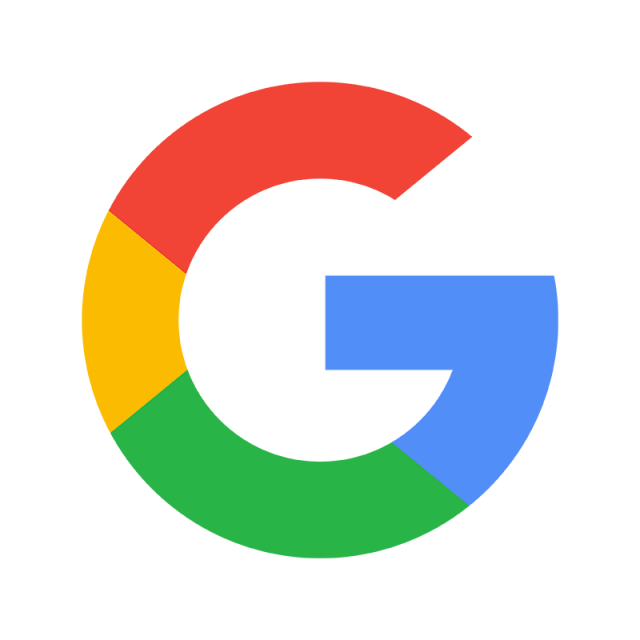 Google logo with multicolored G in red, yellow, green, and blue on black background
