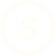 A black circle with a white dollar sign in the center.