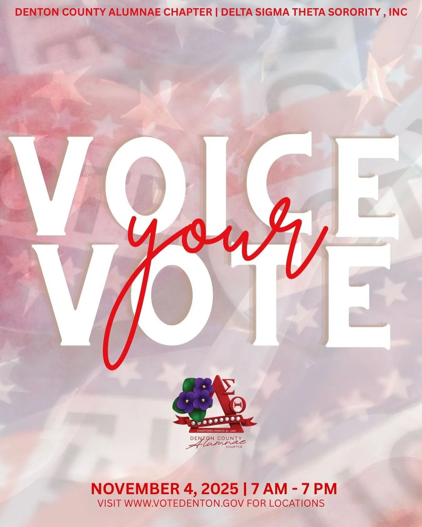 Your vote is your voice, and your voice holds power. Take time to cast your ballot, learn what&rsquo;s on it, and stay committed to active civic engagement. #dst1913 #DSTDCA #DentonCountyDeltas