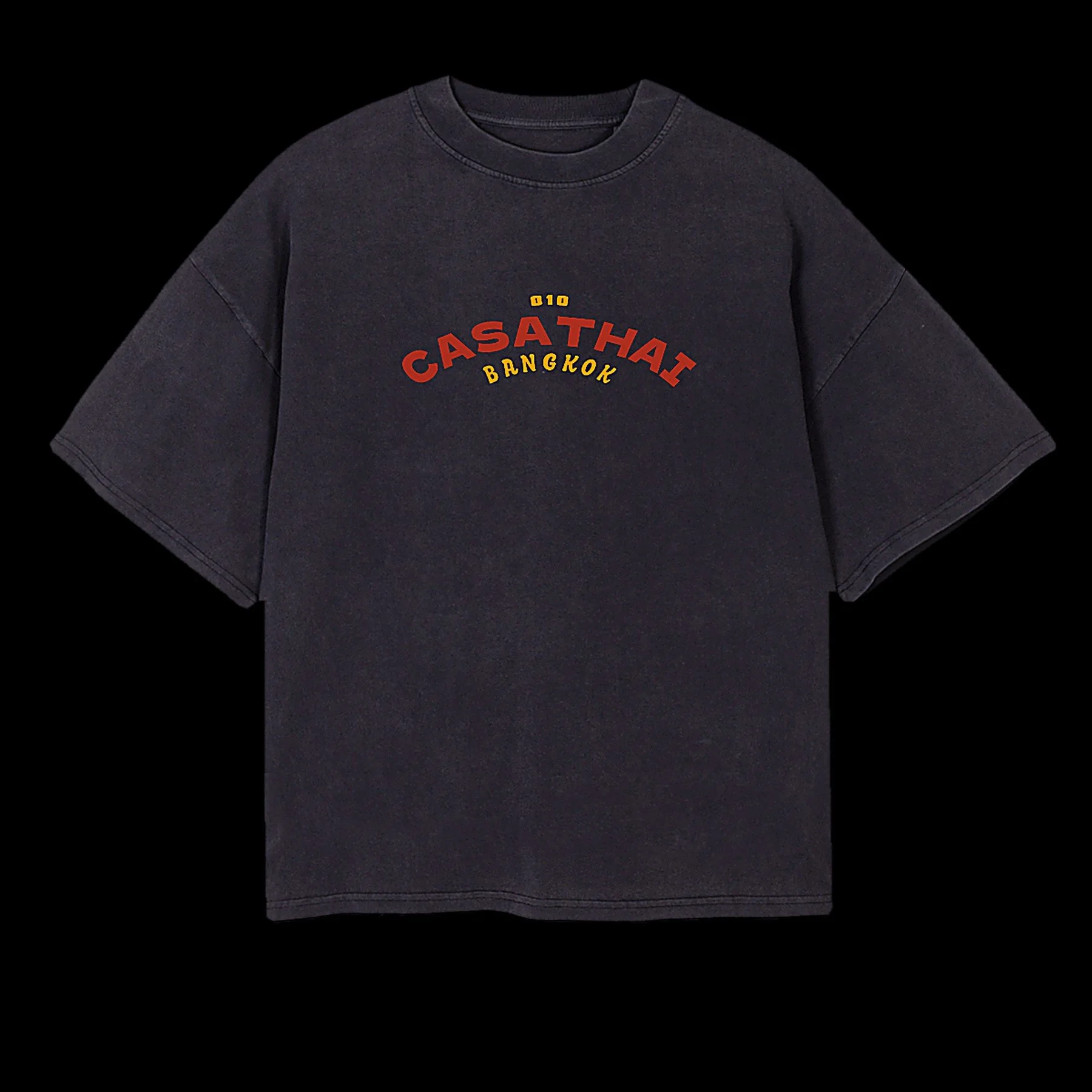 CASA THAI TIGERS BOXY TEE / VINTAGE BLACK — Oversized boxy fit with a slightly cropped length. Sustainably made in Portugal. €24,50. Interested? Send us a DM on Instagram @casathairotterdam.