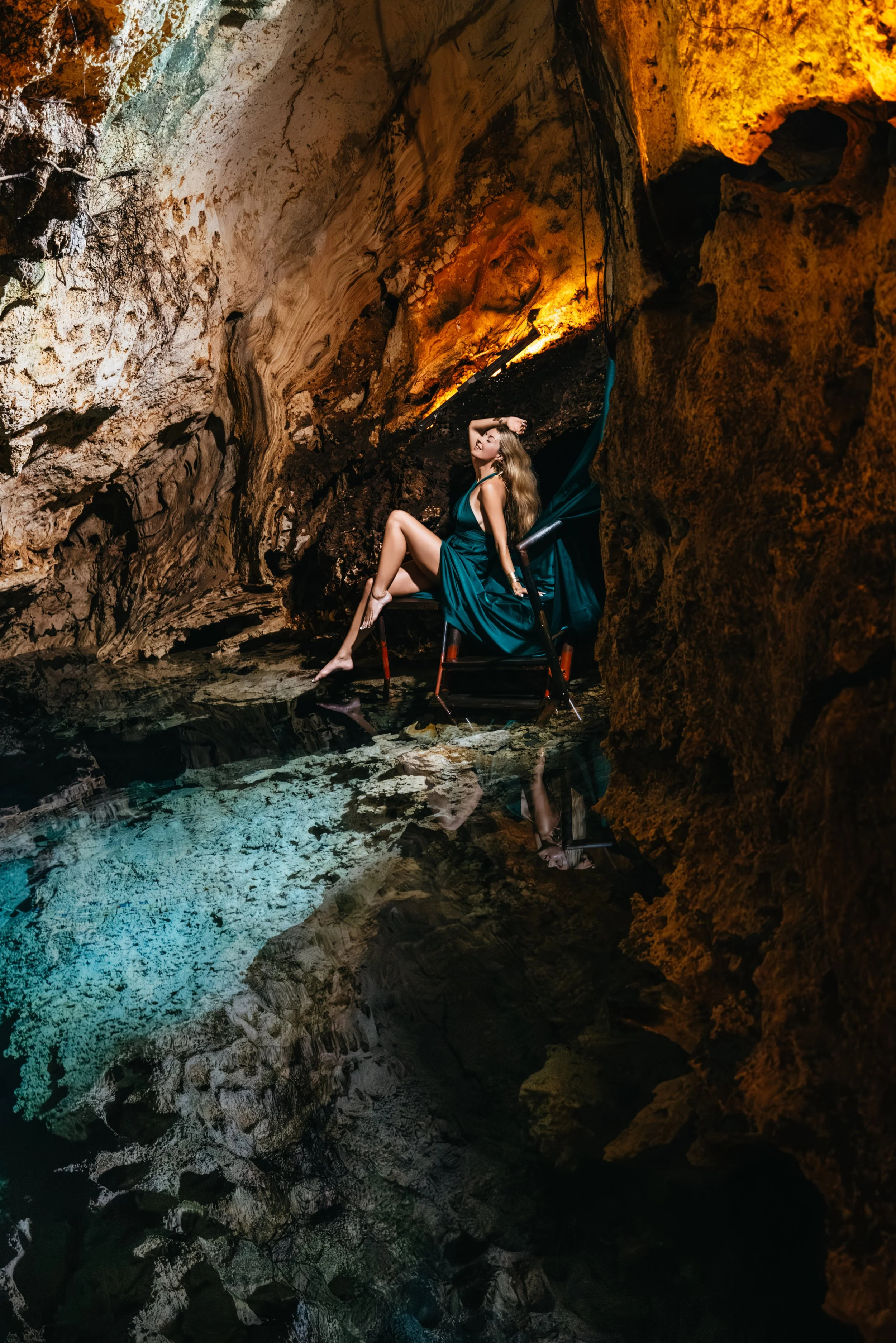 Couple enjoying a memorable photoshoot at the picturesque Paje Cave in Zanzibar.