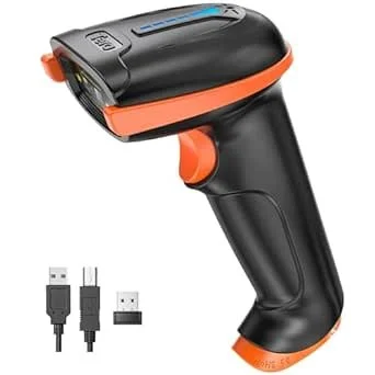 Handheld Barcode-Scanner mit Ladekabel und USB-Adapter