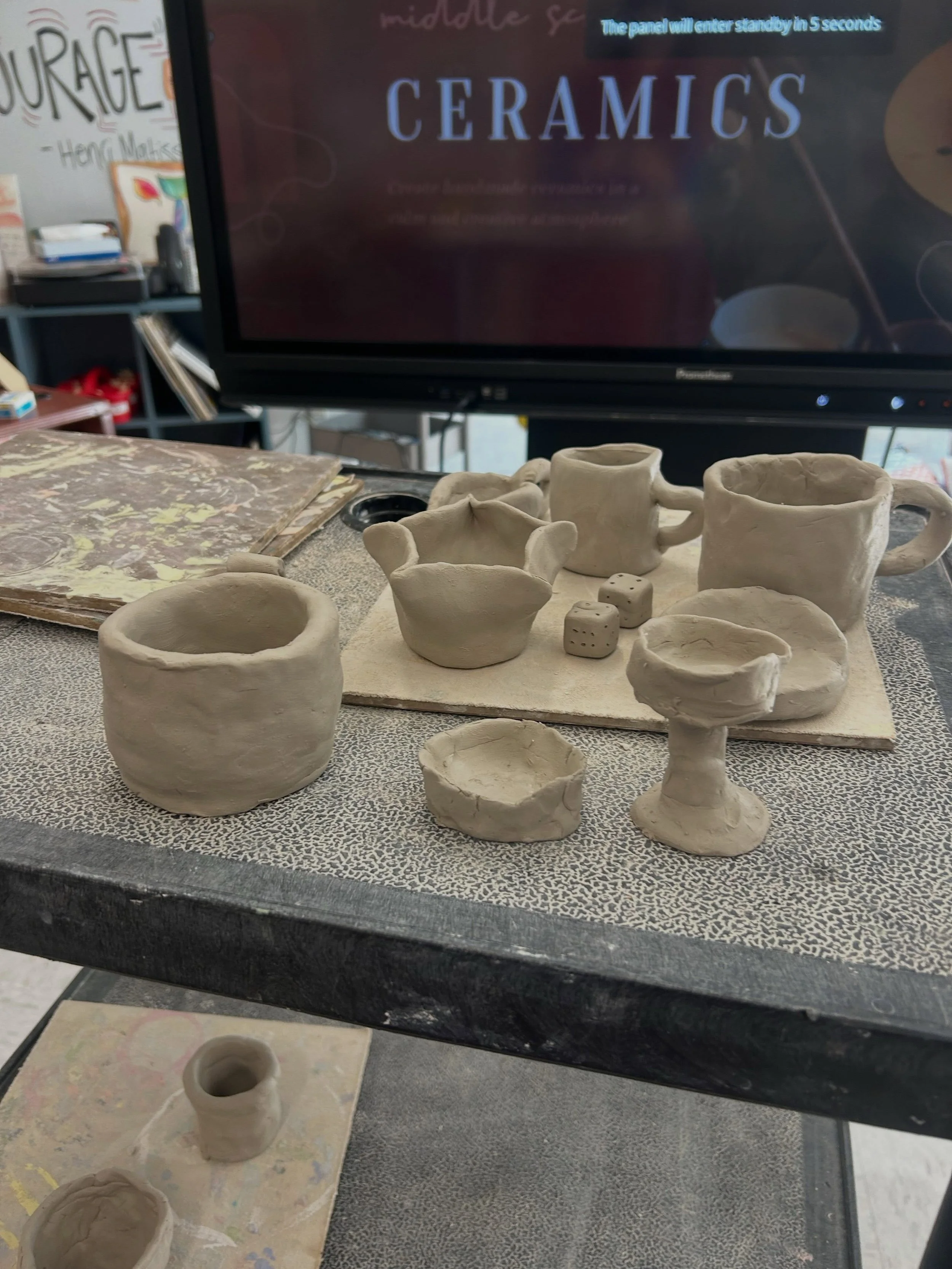 my middle school ceramics elective has been so lovely, lovely, lovely thus far. so proud of all that these students have accomplished in our first month together and am always at such ease starting my Thursday mornings w them. swipe thru to see some 