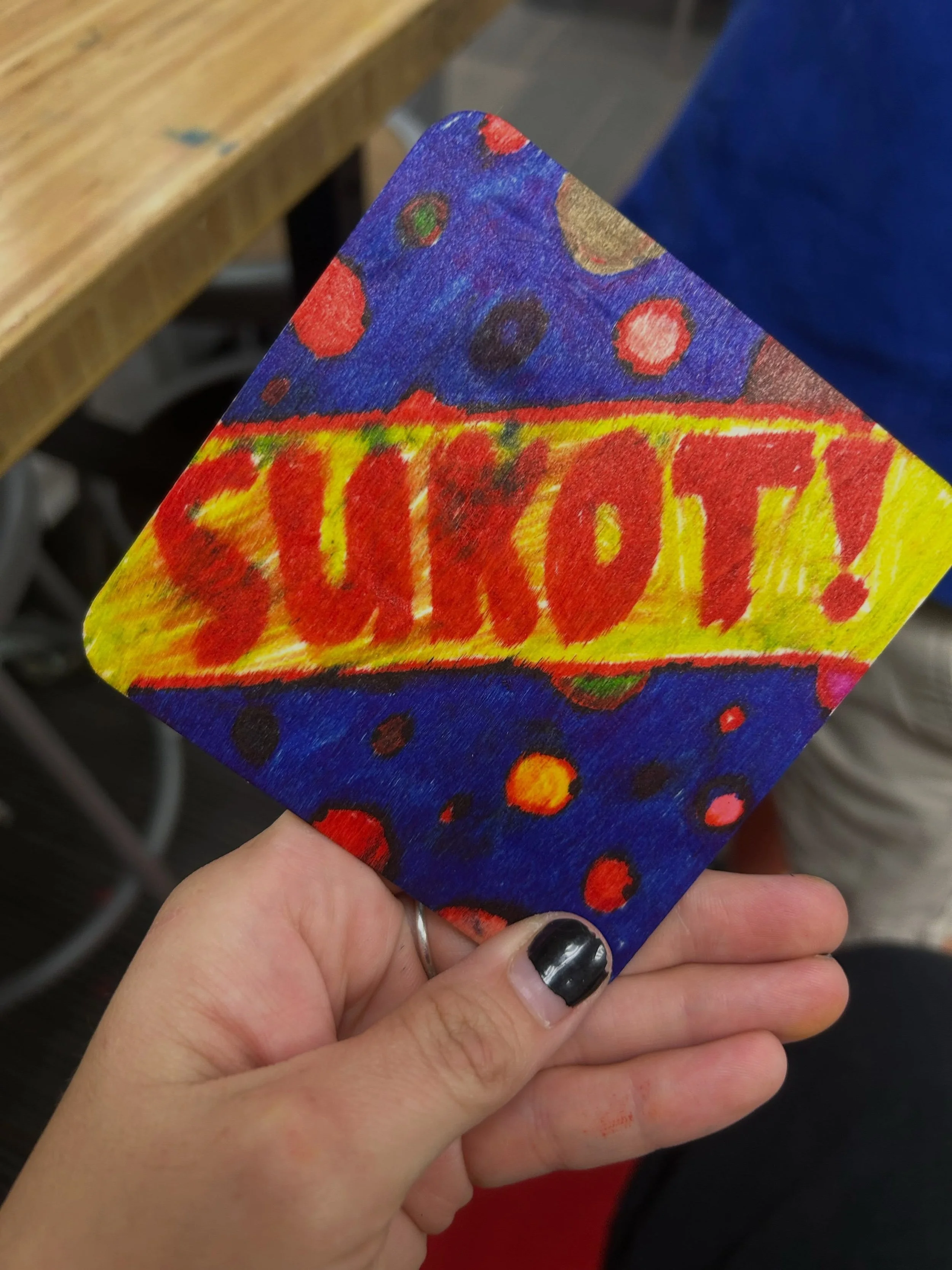 this year i attempted to use the glow forge to make sukkah decorations in the maker lab. i designed some using a stencil from canva of the arba minim &amp; some a hamsa that was part stencil (hollow in the middle), part solid. students chose which on