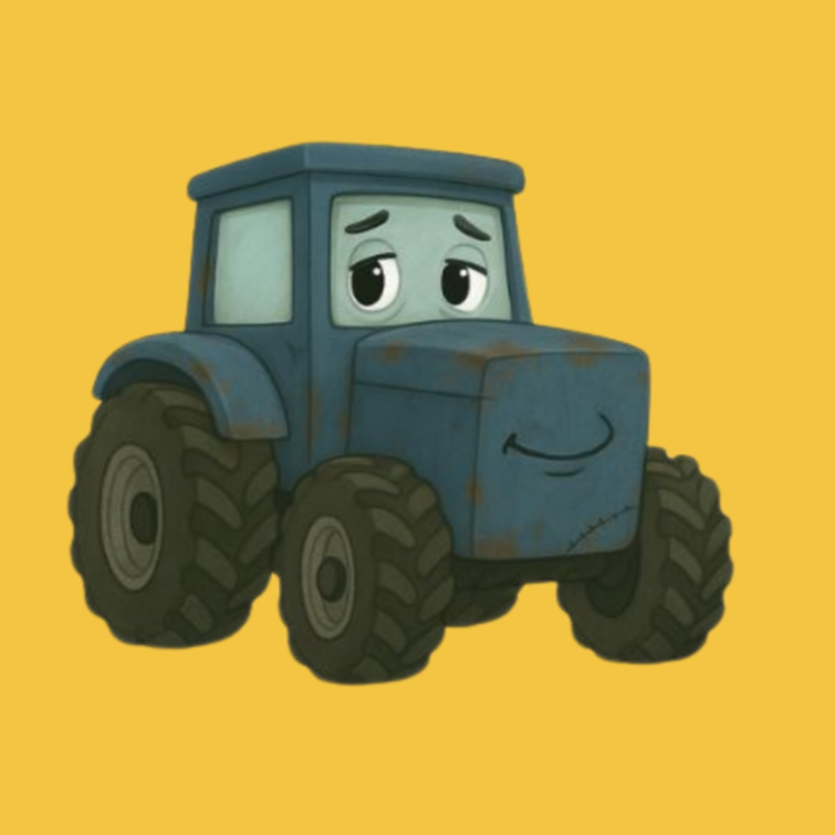 🟧Dennis – Travis Builds a Bridge -
Book 11 -
Dennis is an older tractor who once felt forgotten in a quiet shed. Through kindness, persistence, and friendship, Travis helps him find courage to return to the farm and discover he still has purpose.