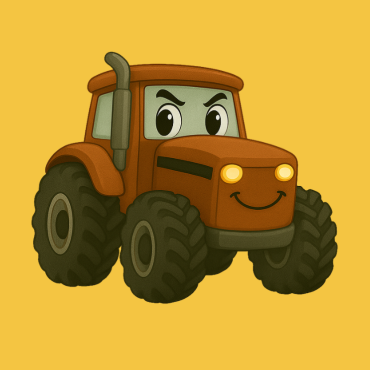 🟧 Big Tex –Travis and the Tractor Games - Book 12 - The Gentle Giant
Strong, steady, and loyal, Big Tex may look tough, but his heart is kind. He reminds the tractors that real strength isn’t loud — it’s gentle, patient, and always ready to help.