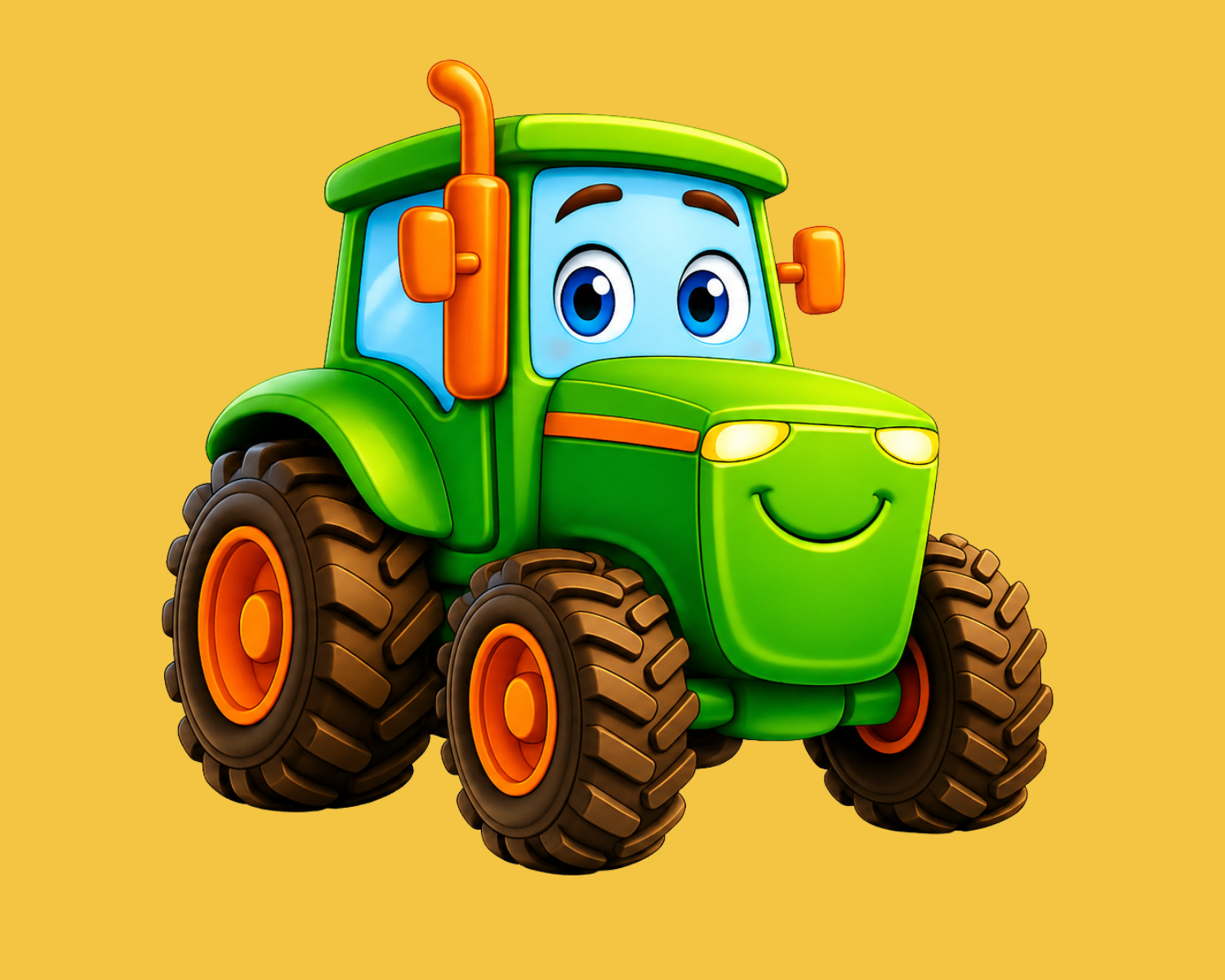 🟢 Travis the Brave Tractor -Psalm 56:3 - Travis is the heart of the farm, steady, strong, and full of courage. After a life-changing accident, he learns that bravery isn’t about staying the same — it’s about moving forward with faith. His story remi