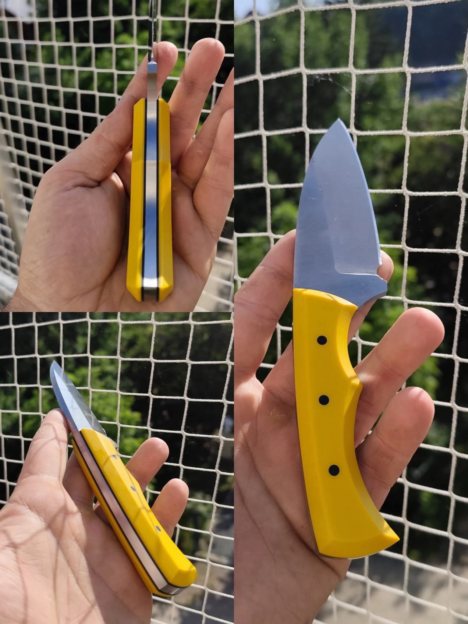 Klingenmaterial: Korbflecht-Mosaikdamast

Klingenlänge/-höhe: 18 cm / 4,5 cm

Griffmaterial: Ahorn Maserholz, stabilisiert

Grifflänge: 14 cm