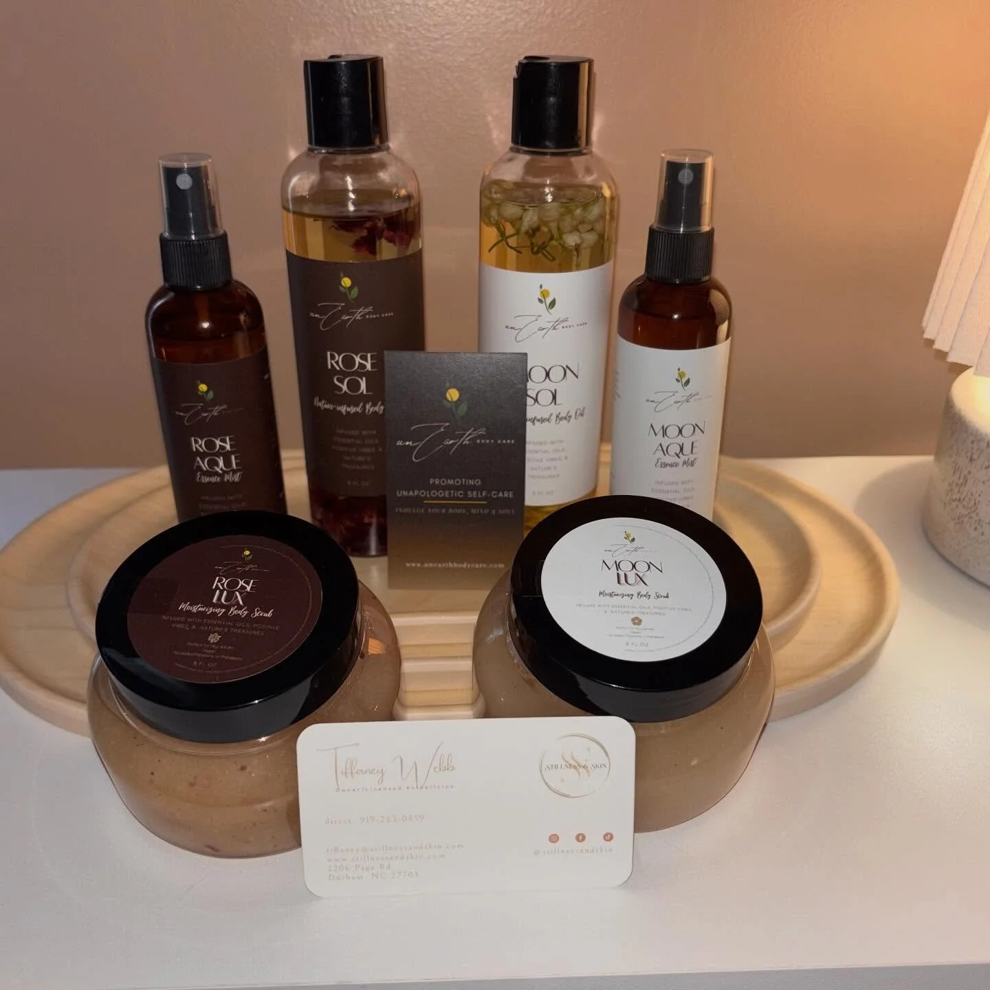 @unearthbodycare located inside of Stillness &amp; Skin!!! Come experience it first hand with our body exfoliation service then purchase to keep the glow going at home! 💛✨ #stillnessandskin #durhamncesthetician #durhamnc