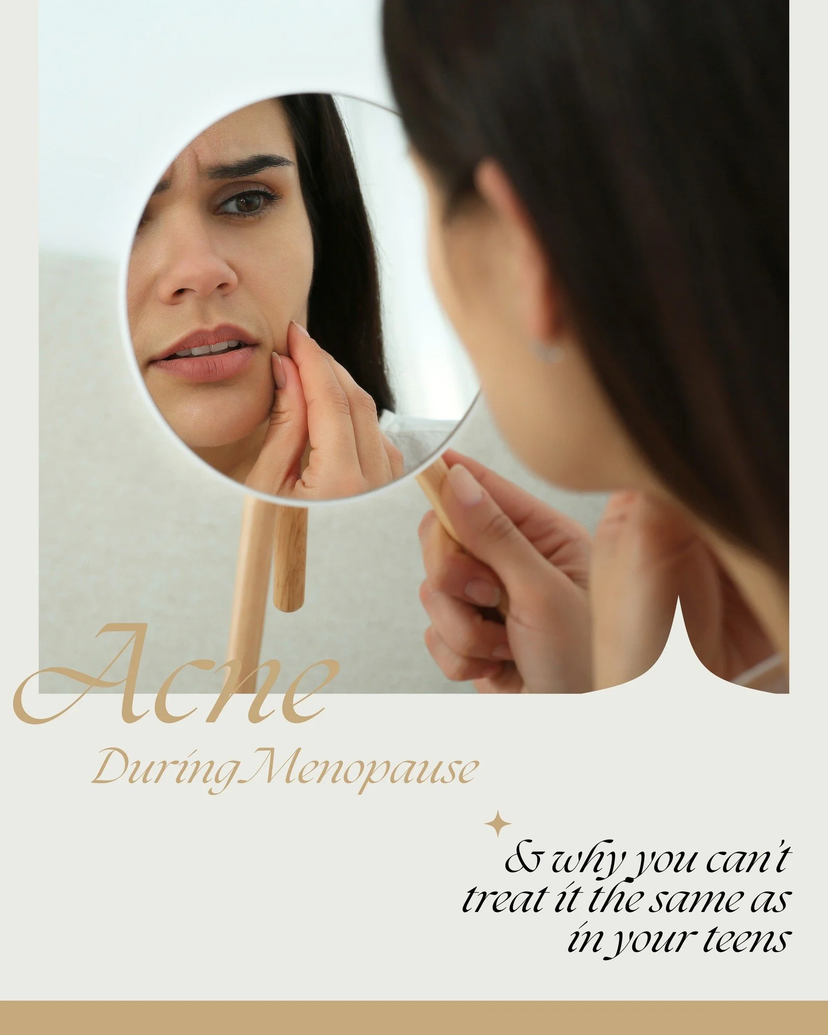 Acne At This Age?
The short answer is yes.  Breathe and read this slowly:
Breaking out at 42, 47, 52 does not mean your skin is &ldquo;backtracking.&rdquo;
It means your hormones are shifting.
Perimenopause and menopause are seasons of fluctuation. E