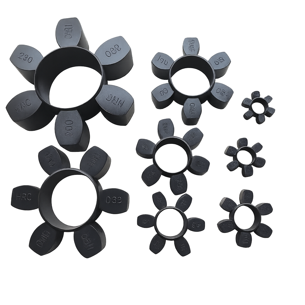 Rubber HRC couplings — designed for flexible torque transmission, reducing shock and misalignment in mechanical drives.