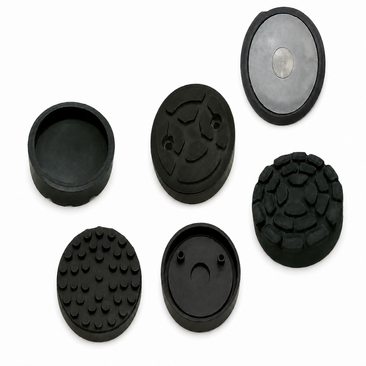 Heavy-duty rubber jack pads — used for automotive lifting equipment to protect vehicle frames and improve grip stability.