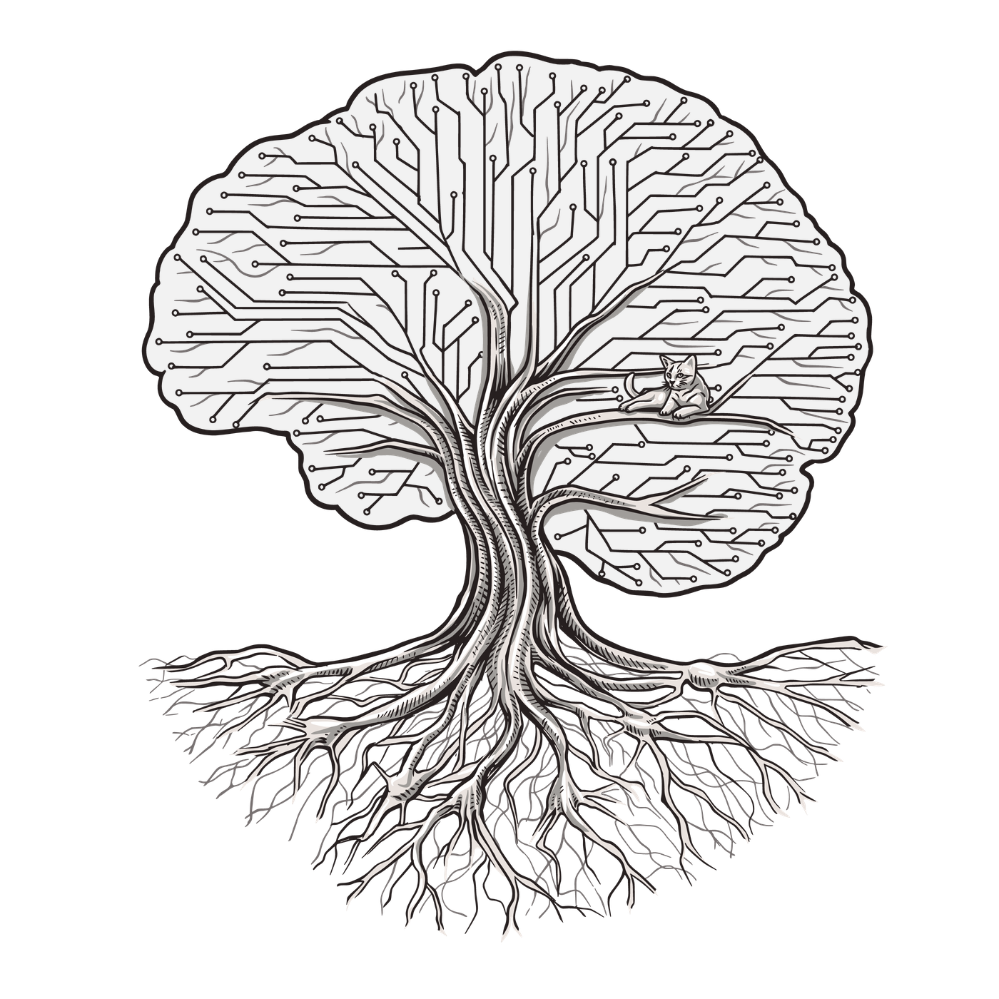 A black and white illustration of a human head with a mechanical and artistic style, overlaid with a diagram of the human mind showing various psychological and emotional concepts, and a blurred background resembling a brain.