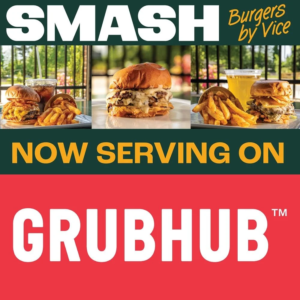 Big news for our customers.
SMASHBURGERS by VICE is now available for delivery on Grubhub. 

LINK IN BIO! Also search on GRUBHUB. 

Enjoy our full menu from the comfort of home &mdash; from our signature Vice Smash to our fresh-cut fries and stacked 