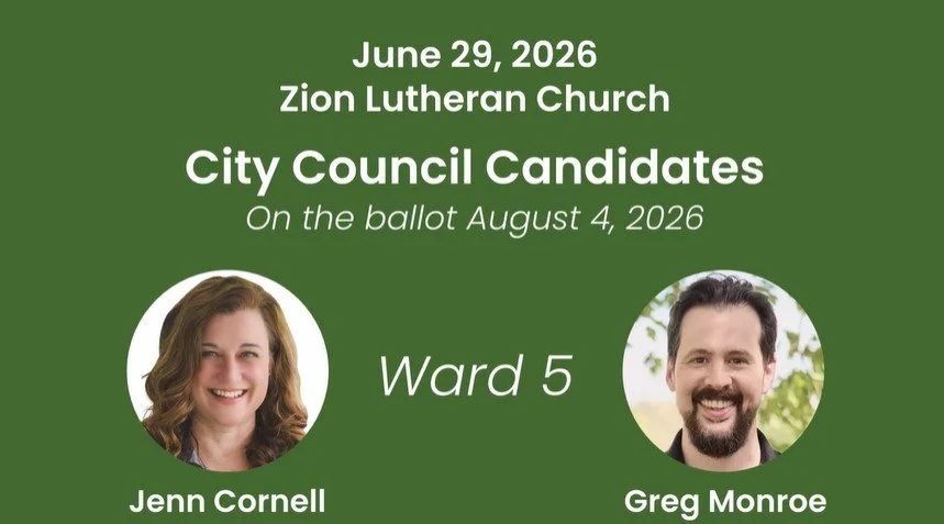 The 6/29/26 Ward 5 Community City Council Candidates Forum, held at Zion Lutheran Church, was a great success. Open to all residents of the 5th Ward and other interested Ann Arbor residents, it drew a very engaged audience of over 100. Click above to
