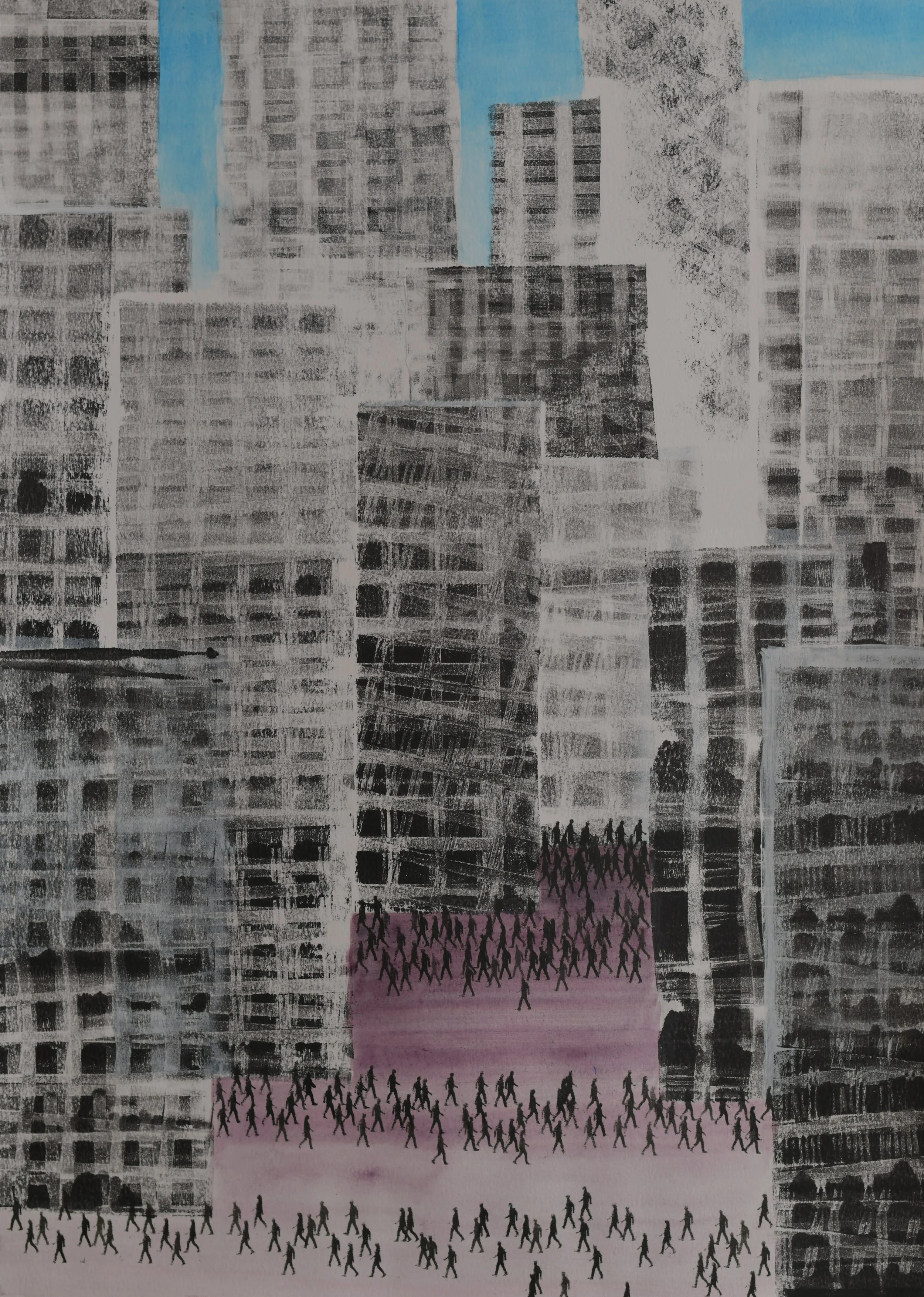 Urban landscape 2  - Acrylic on paper 250 g. primed with gesso - 
55x40 cms.
