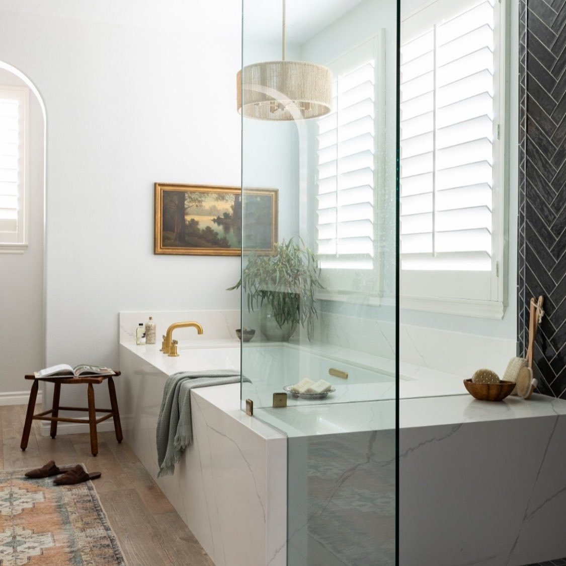 A moment for the quartz tub ✨

The centerpiece of the Crimson Canyon Primary Bath, this sculptural marble soaking tub was designed to anchor the space and set the tone for the entire suite. Elegant, timeless, and quietly dramatic, it transforms the b