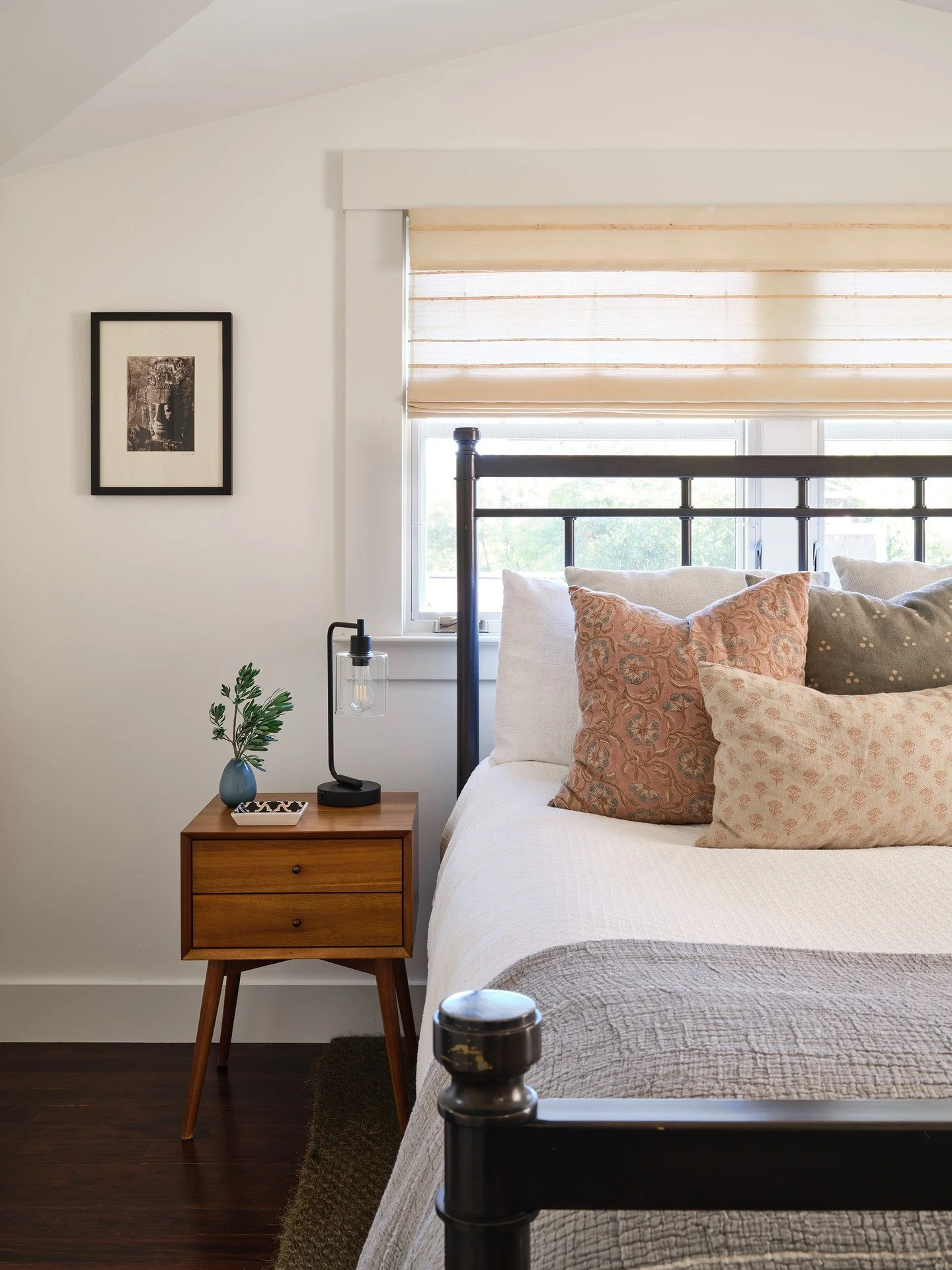 Another beautiful reveal from our San Anselmo Cottage. 

This guest bedroom was designed to feel like a quiet retreat, with soft layers, timeless details, and just enough personality to make it memorable. We leaned into warmth and texture to create a