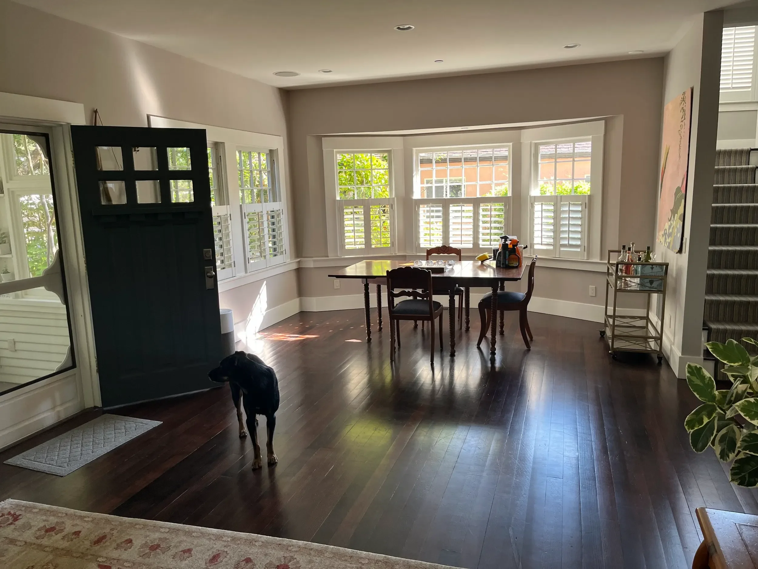 Before: dark San Anselmo living space prior to the interior design transformation