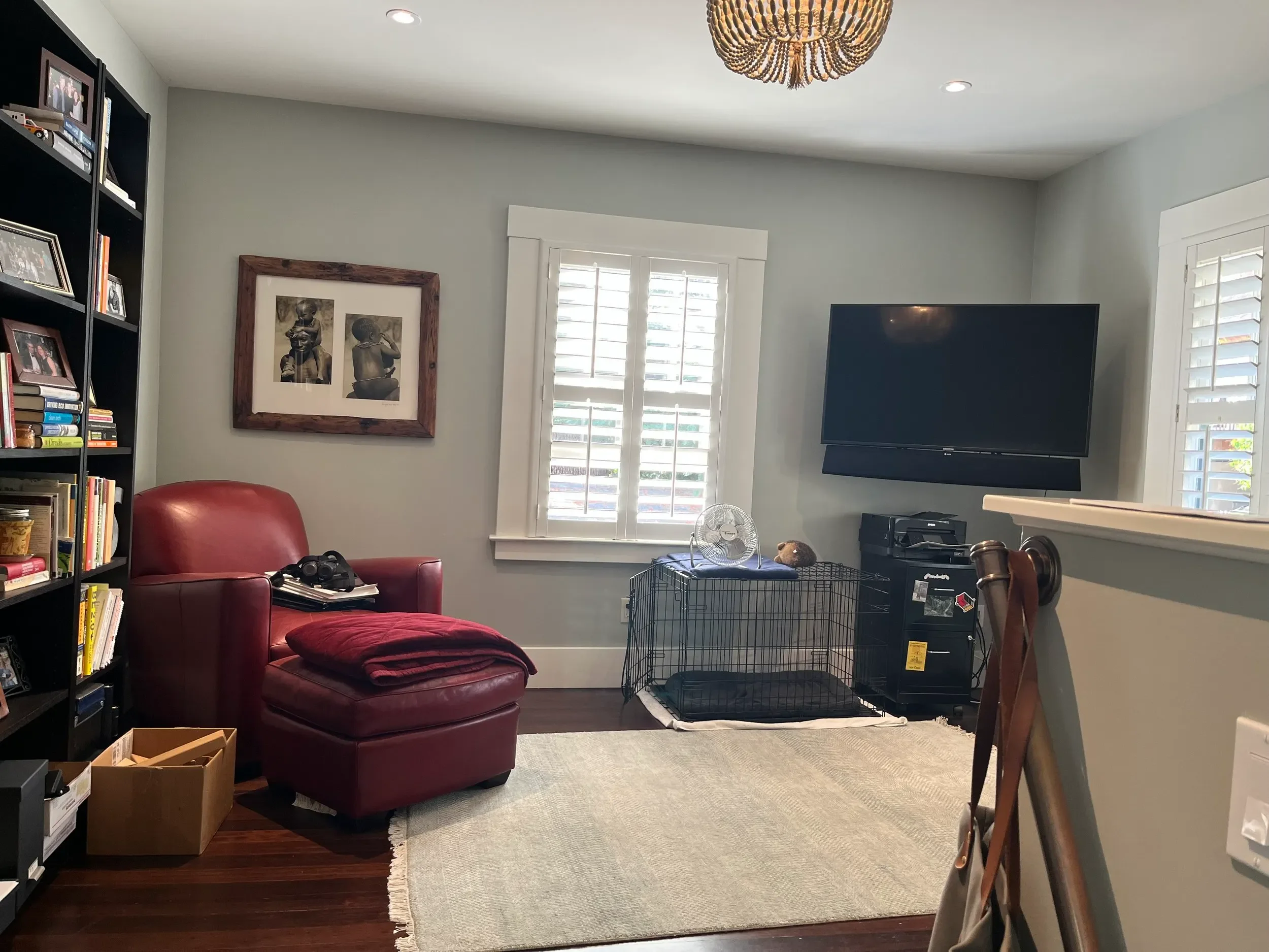 Before: dark San Anselmo living space prior to the interior design transformation