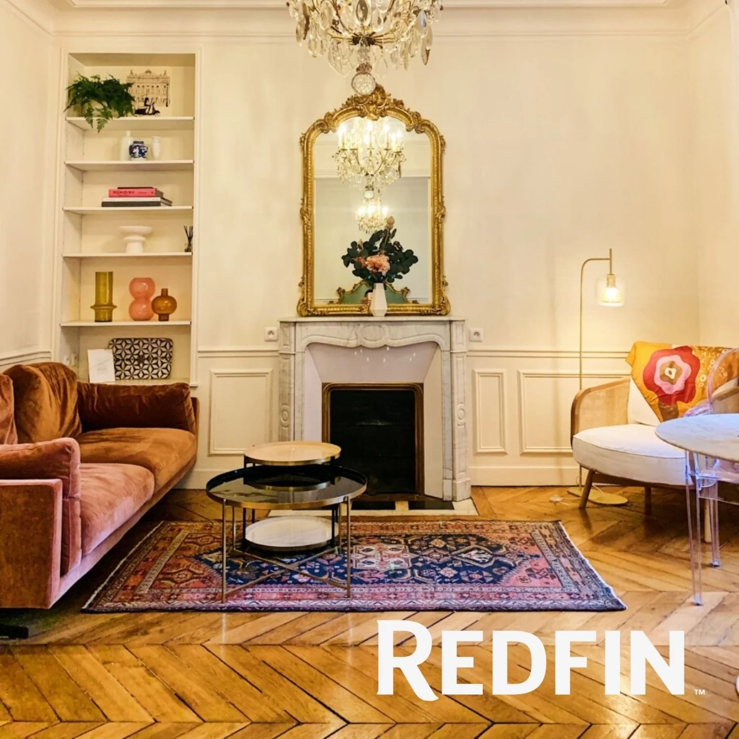 Elegant living room in Southern California, featured in Redfin