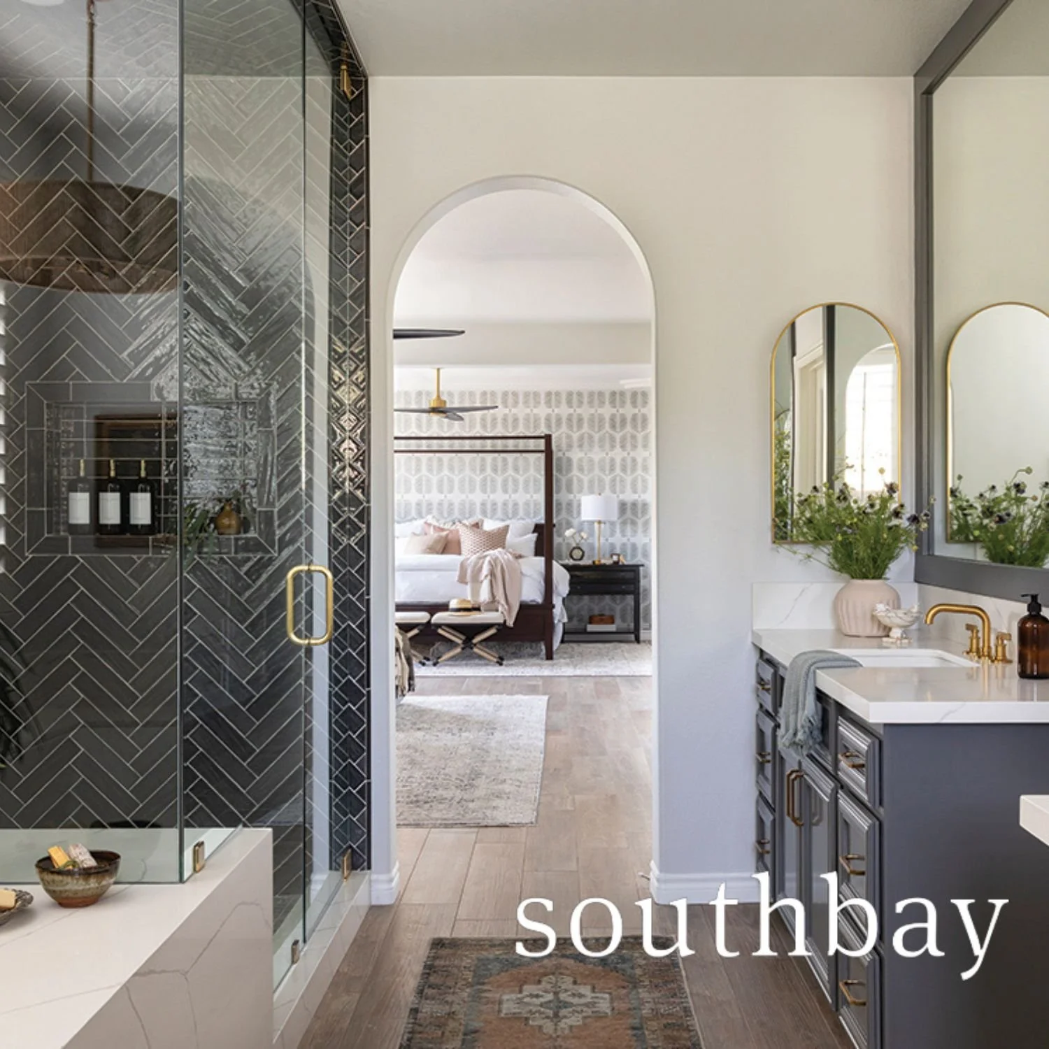 Aliso Viejo bath with modern tile, featured in Southbay
