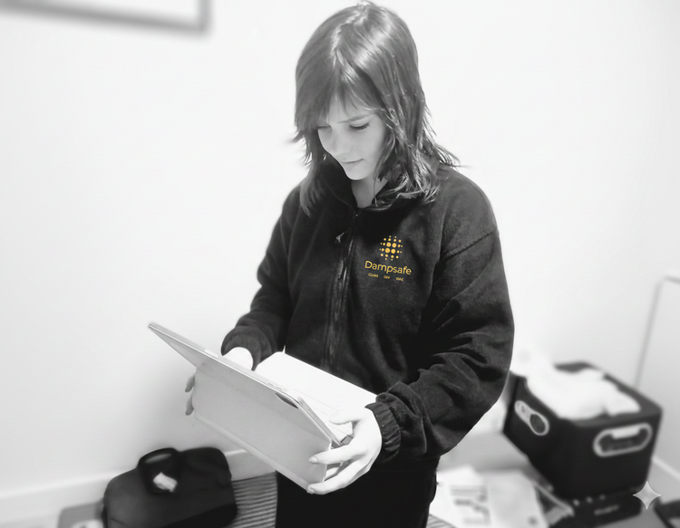Dampsafe surveyor completing photographic reporting