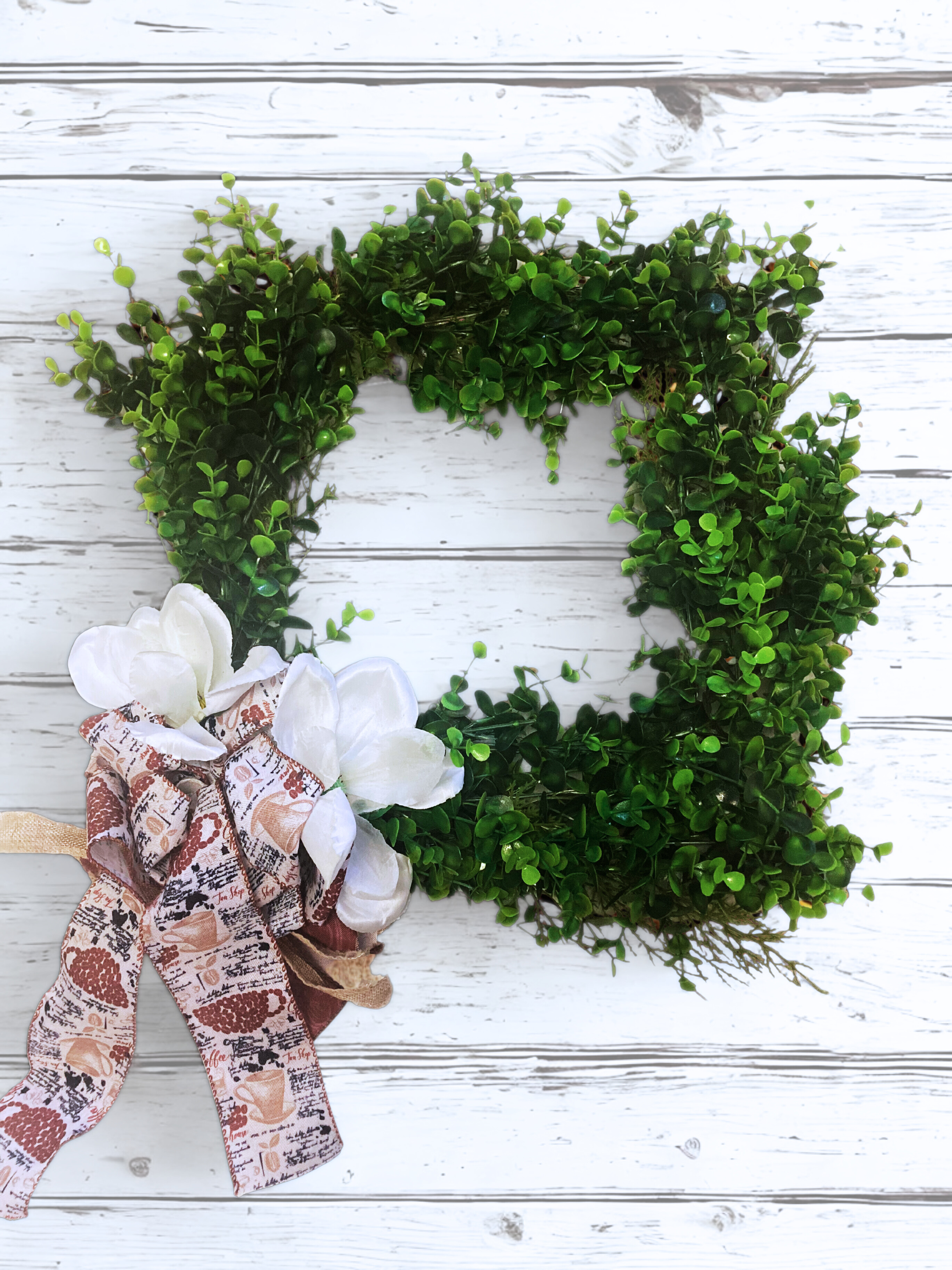 Boxwood Coffee Theme Wreath