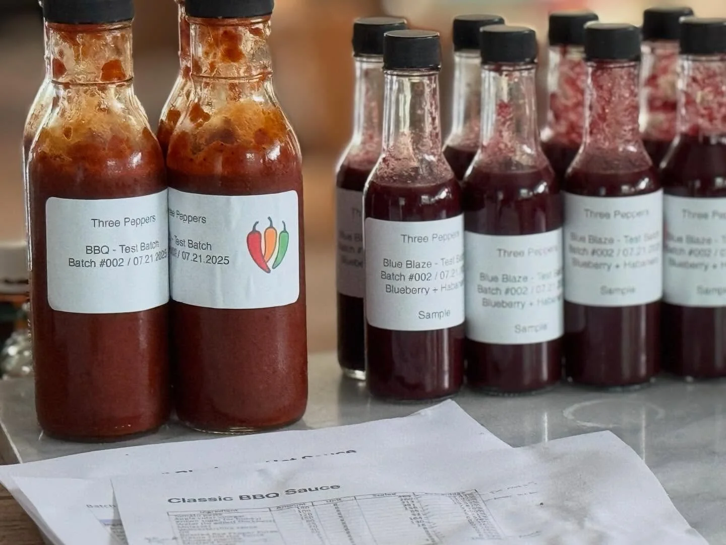 The latest batch is in&hellip;

Classic BBQ and Blue Blaze (our blueberry-habanero blend) are developing, evolving and looking for a meal to be added to!!

Next up?  Sunfire and Roasted Fresno.  Two sauces built on bright peppers and bold flavor - fo