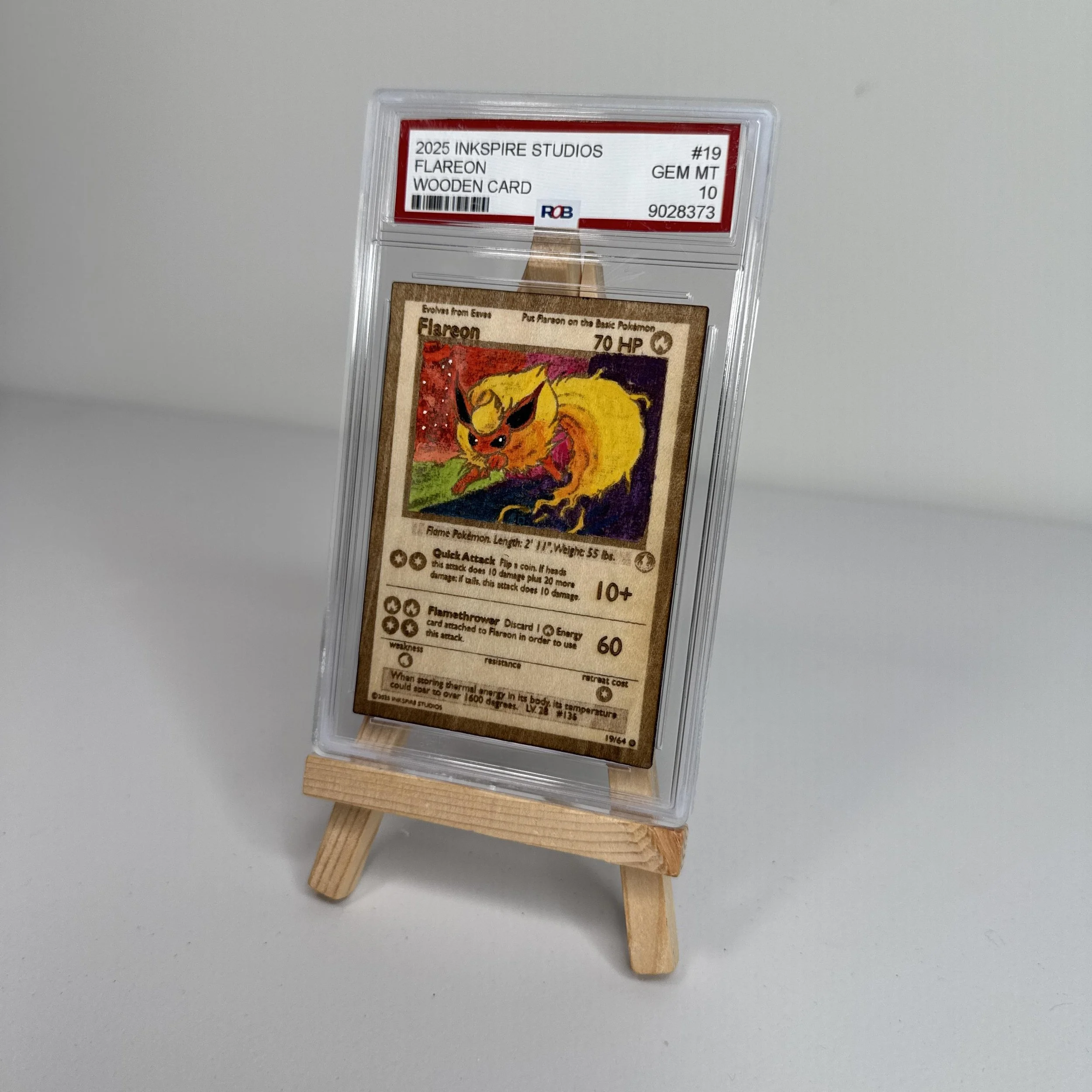 Flareon (19) Engraved Wooden TCG Card