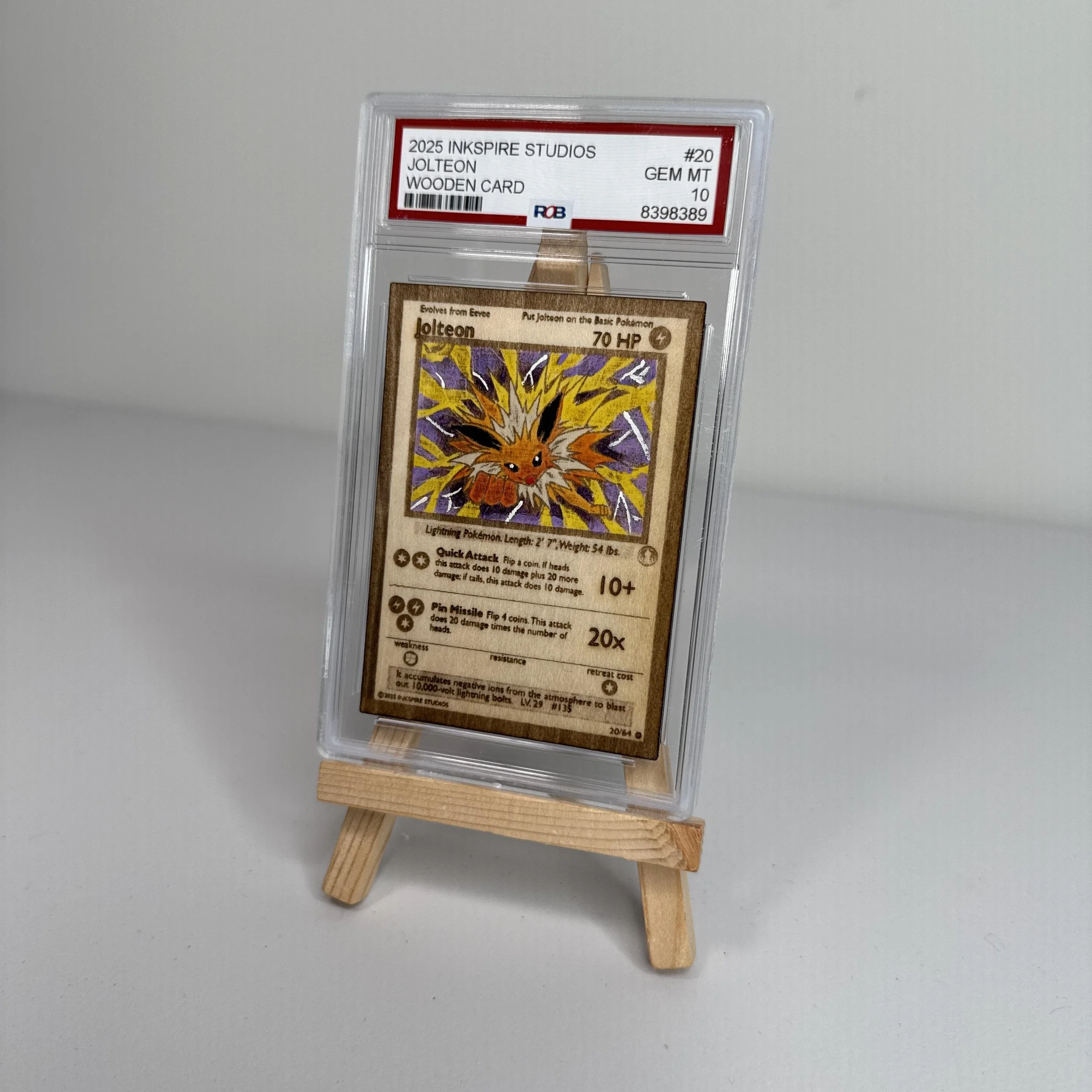 Jolteon (20) Engraved Wooden TCG Card