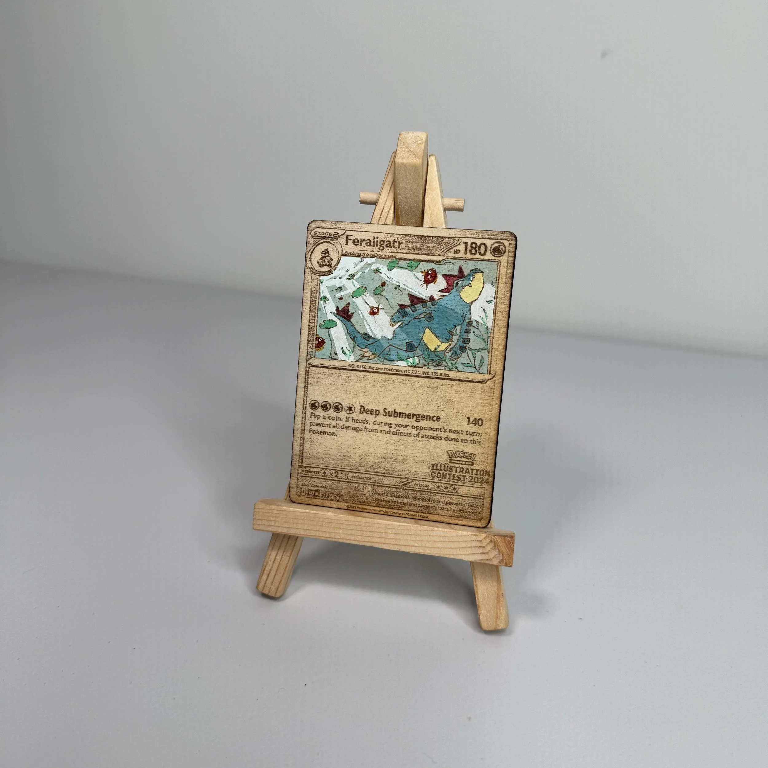Feraligator (213) Engraved Wooden TCG Card