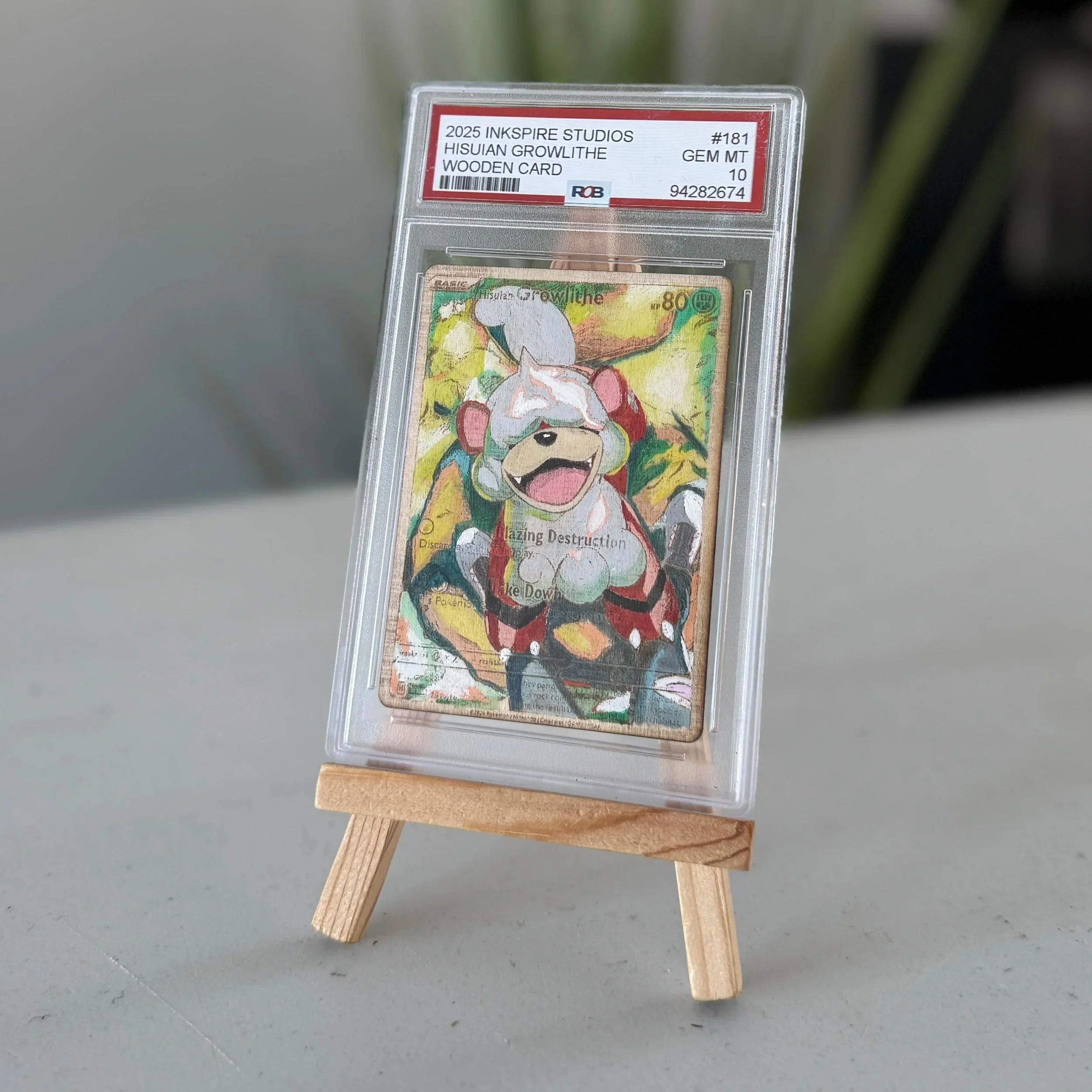 Hisuian Growlithe (181) Engraved Wooden TCG Card