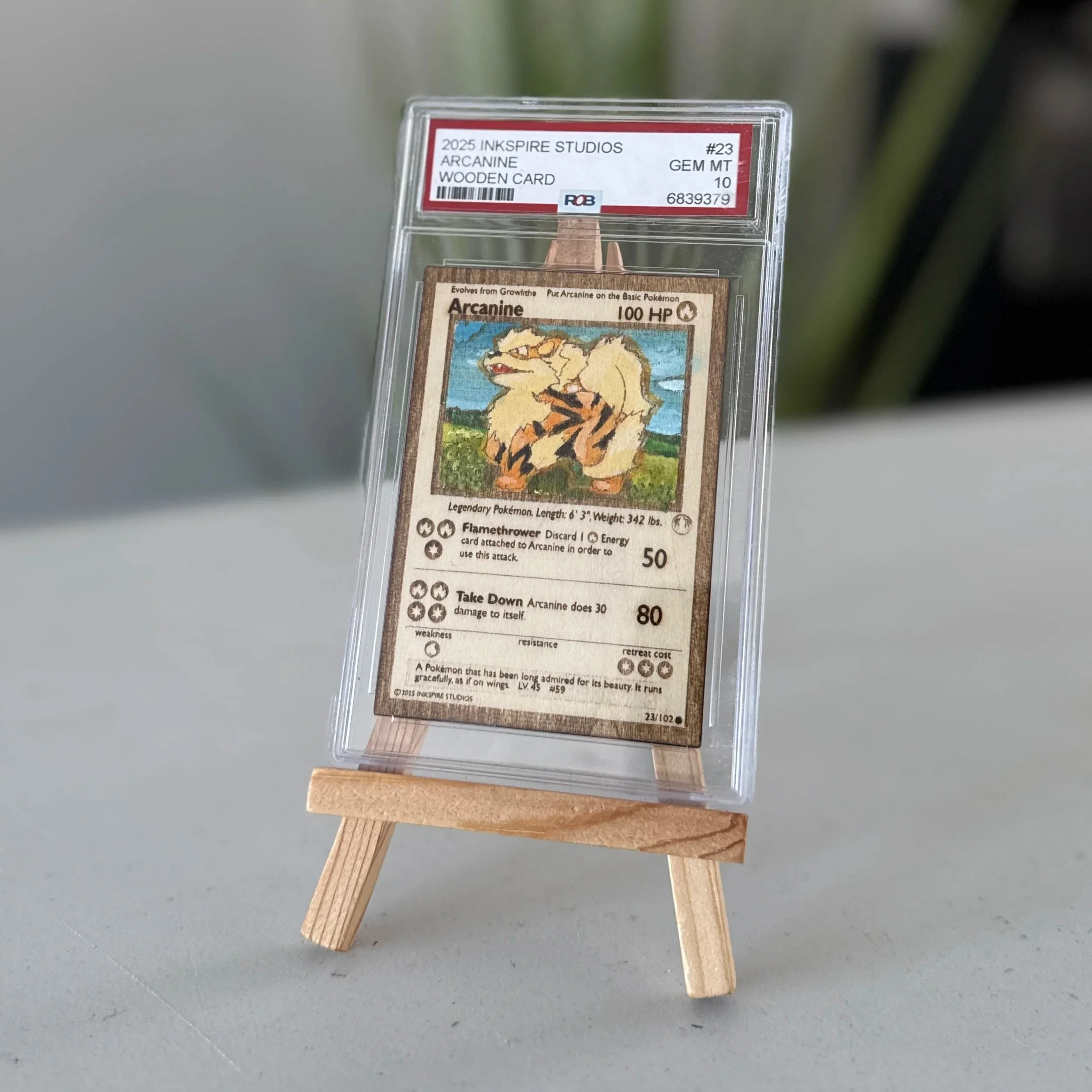 Arcanine (23) Engraved Wooden TCG Card