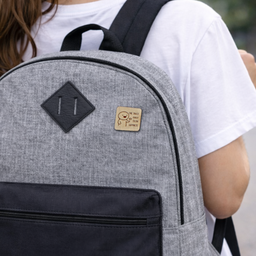 Little Guy: One Snack Away From Happiness - Pin or Magnet