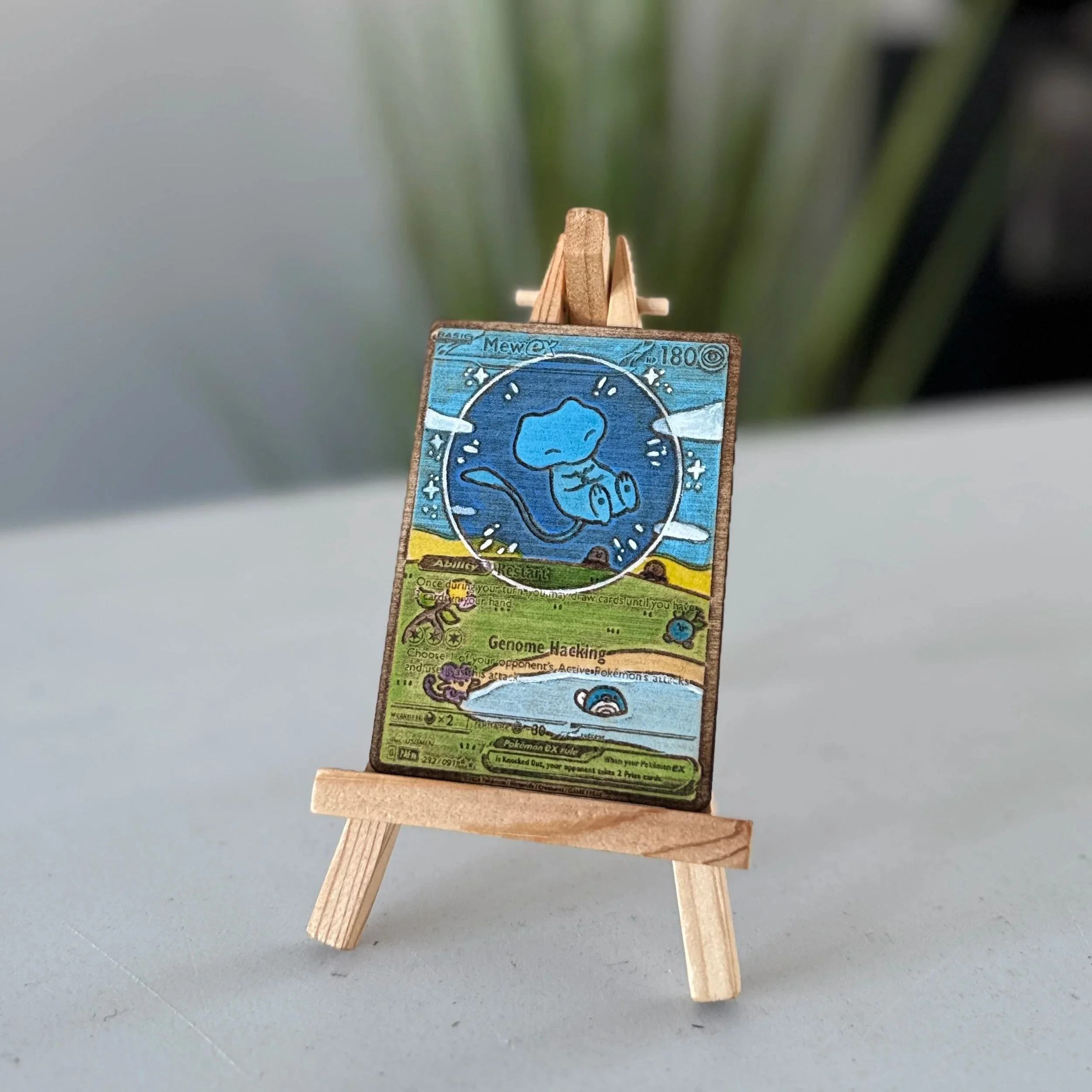 Bubble Mew (232) Engraved Wooden TCG Card