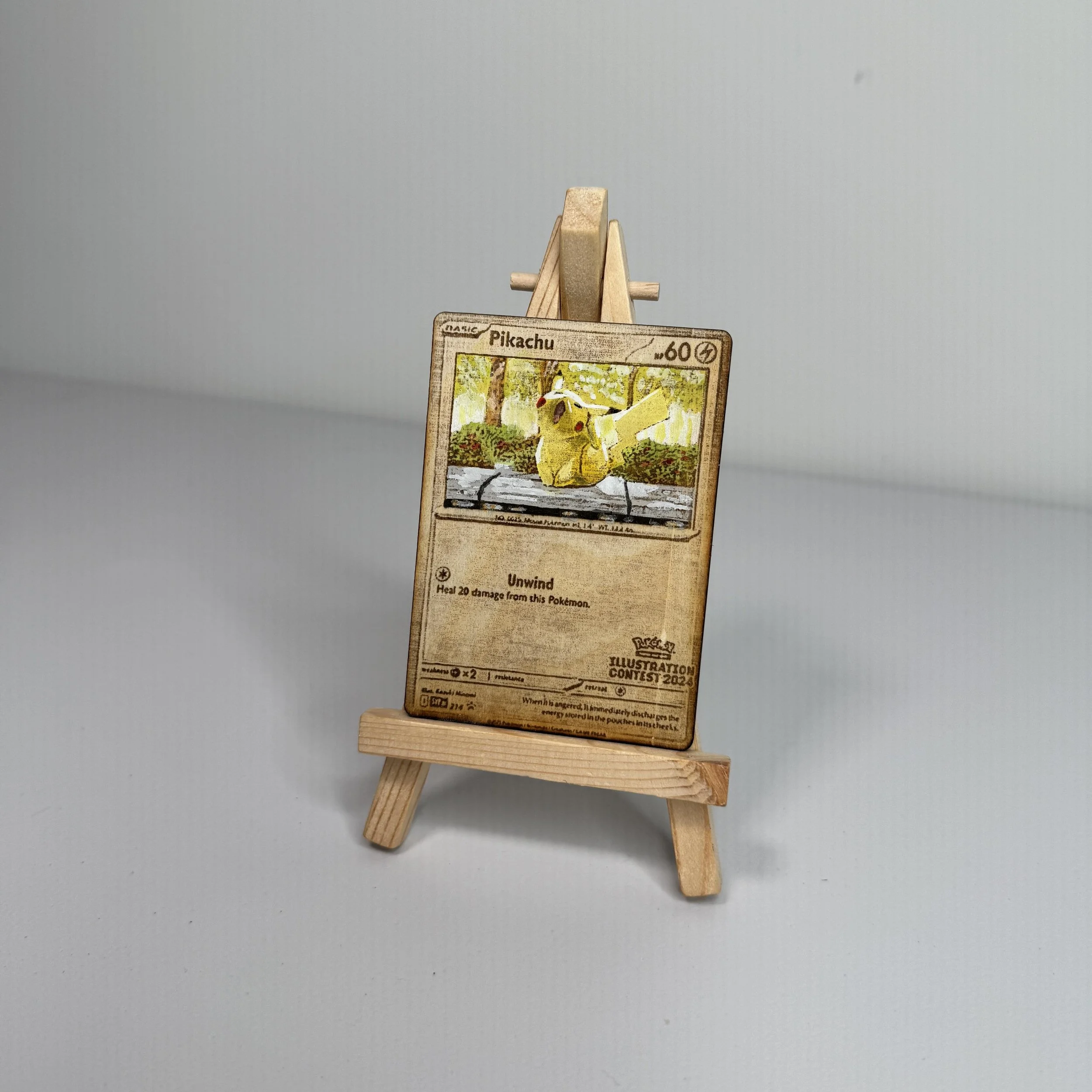Pikachu (214) Engraved Wooden TCG Card